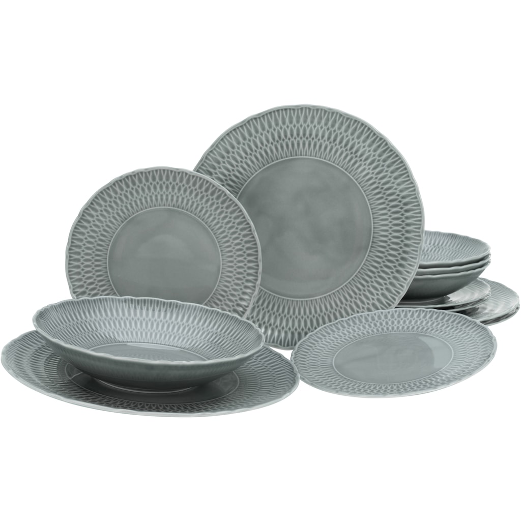 CreaTable Teller-Set »Geschirr-Set Sofia«, (Set, 12 tlg., Tafelservice für 4 Personen)