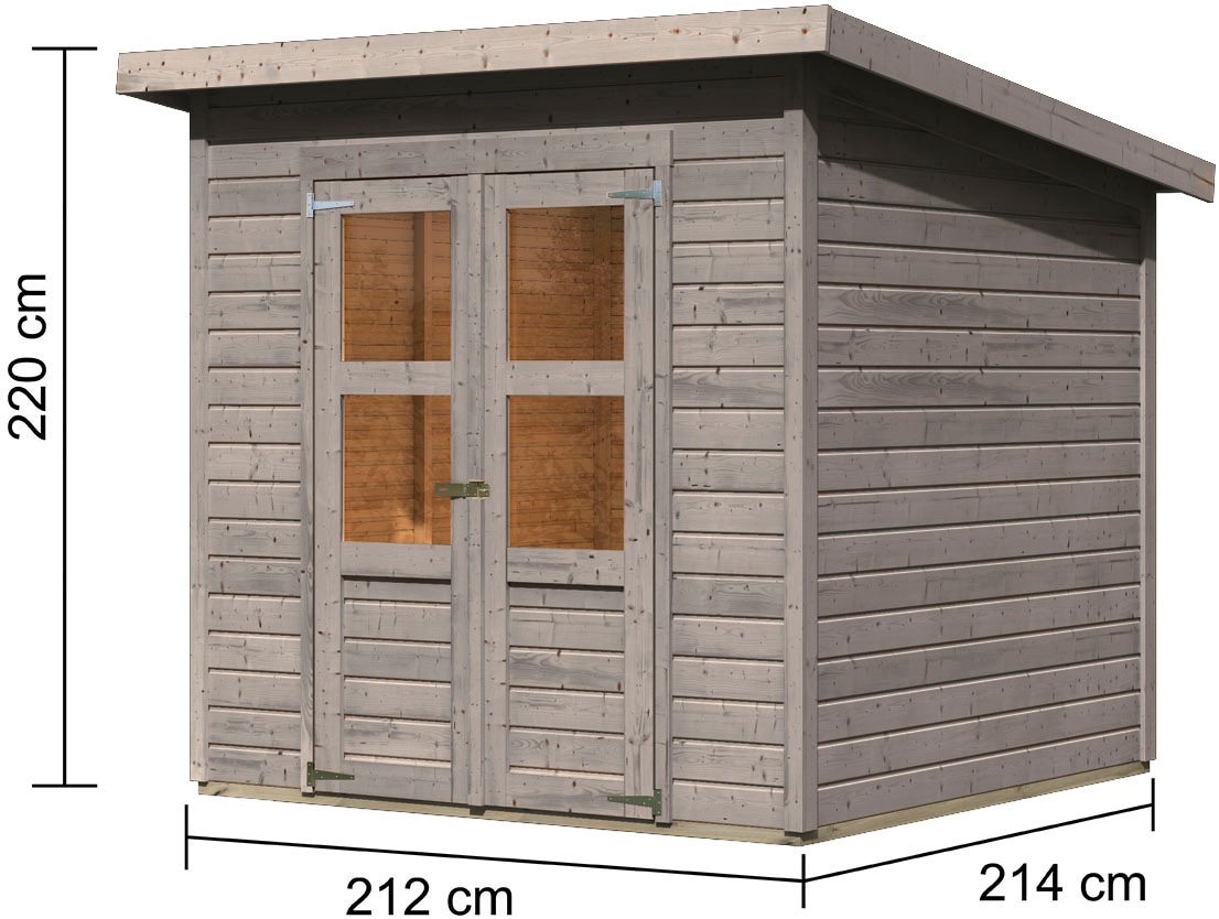 Karibu Gartenhaus »»Merseburg 4« vorvergraut« aus Fichtenholz, farbig lasiert