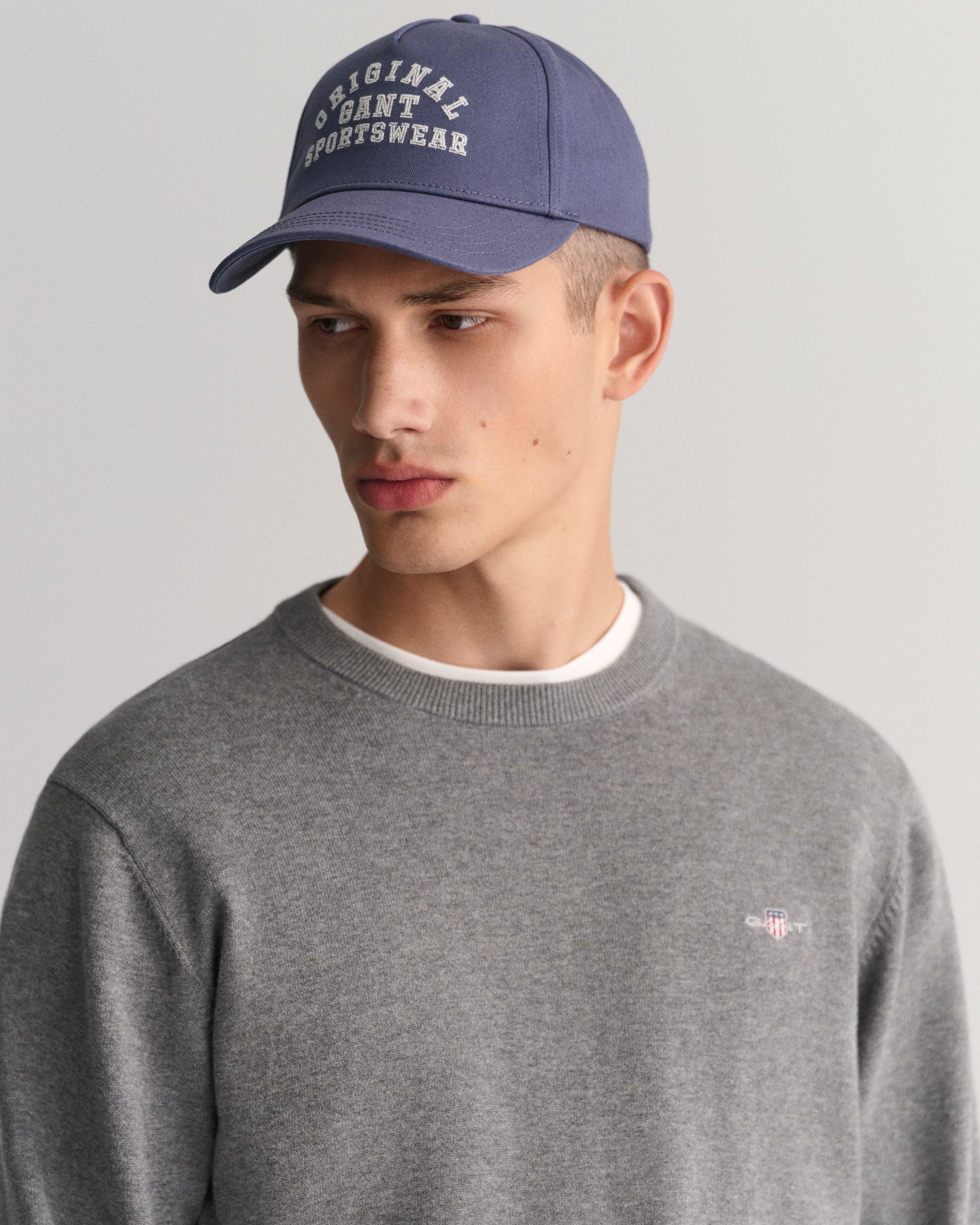 Gant Rundhalspullover »CLASSIC COTTON C-NECK«, Premium Strickpullver aus weicher 100% Baumwolle, Übergangspullover