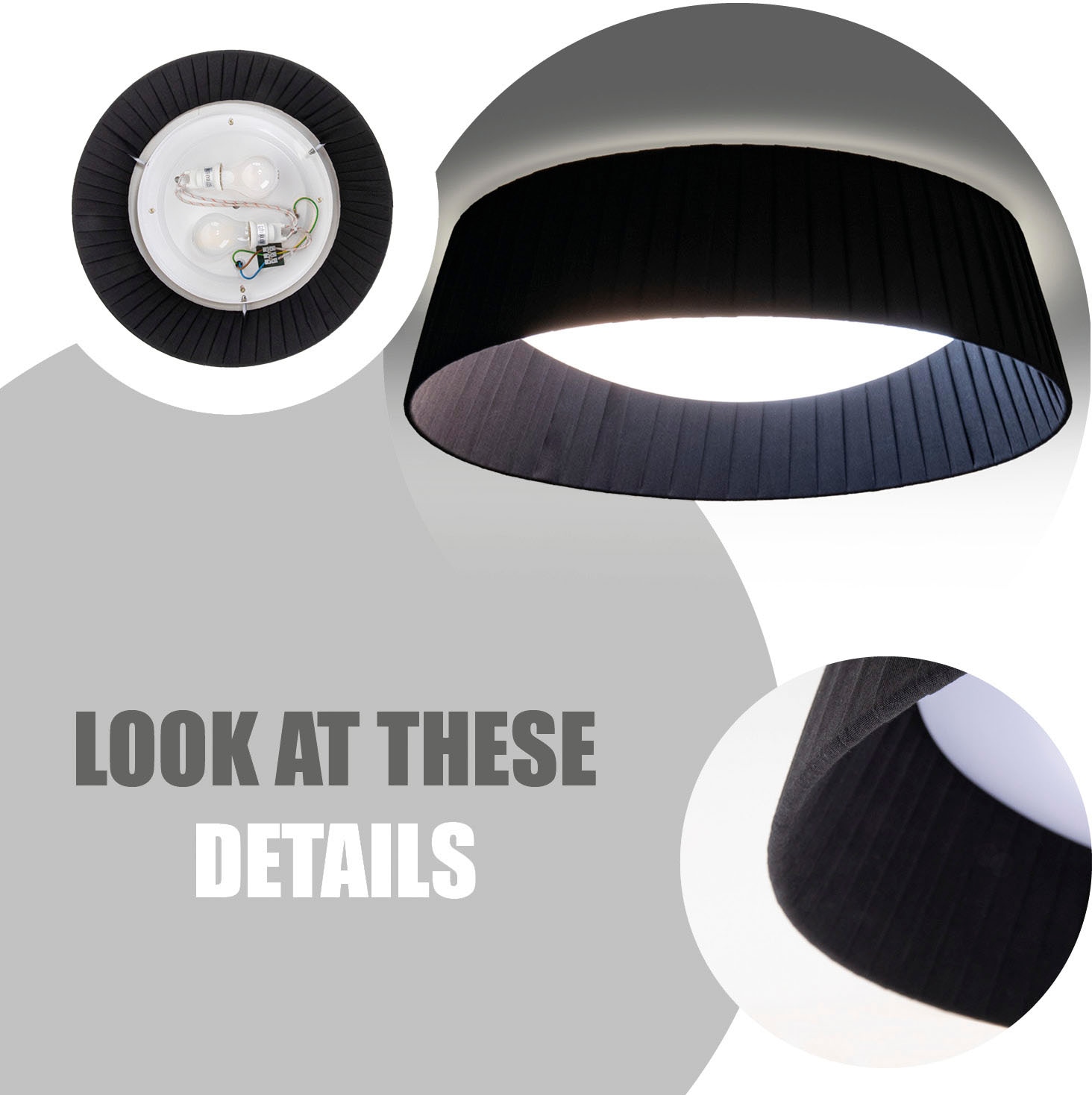 Paco Home Deckenleuchte »TARTE« E27 Rund Büroleuchte 2 x E27 Textilschirm Modern Geschlossen Unifarben