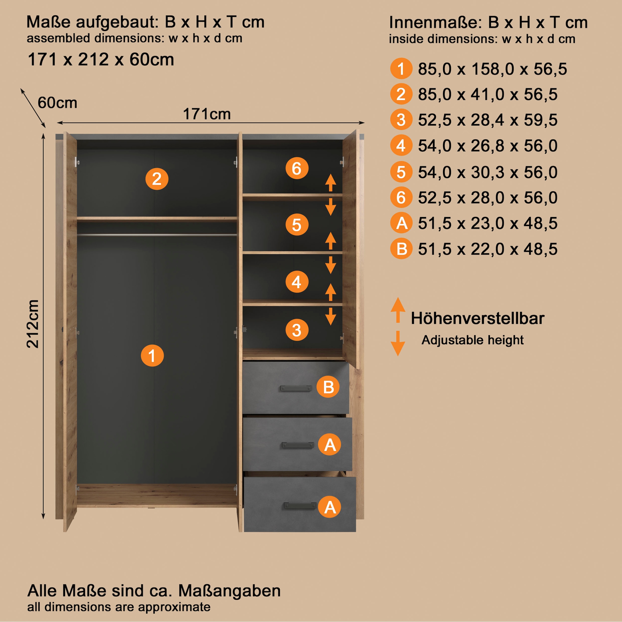 Home affaire Kleiderschrank »Ambres«, (1 St.)