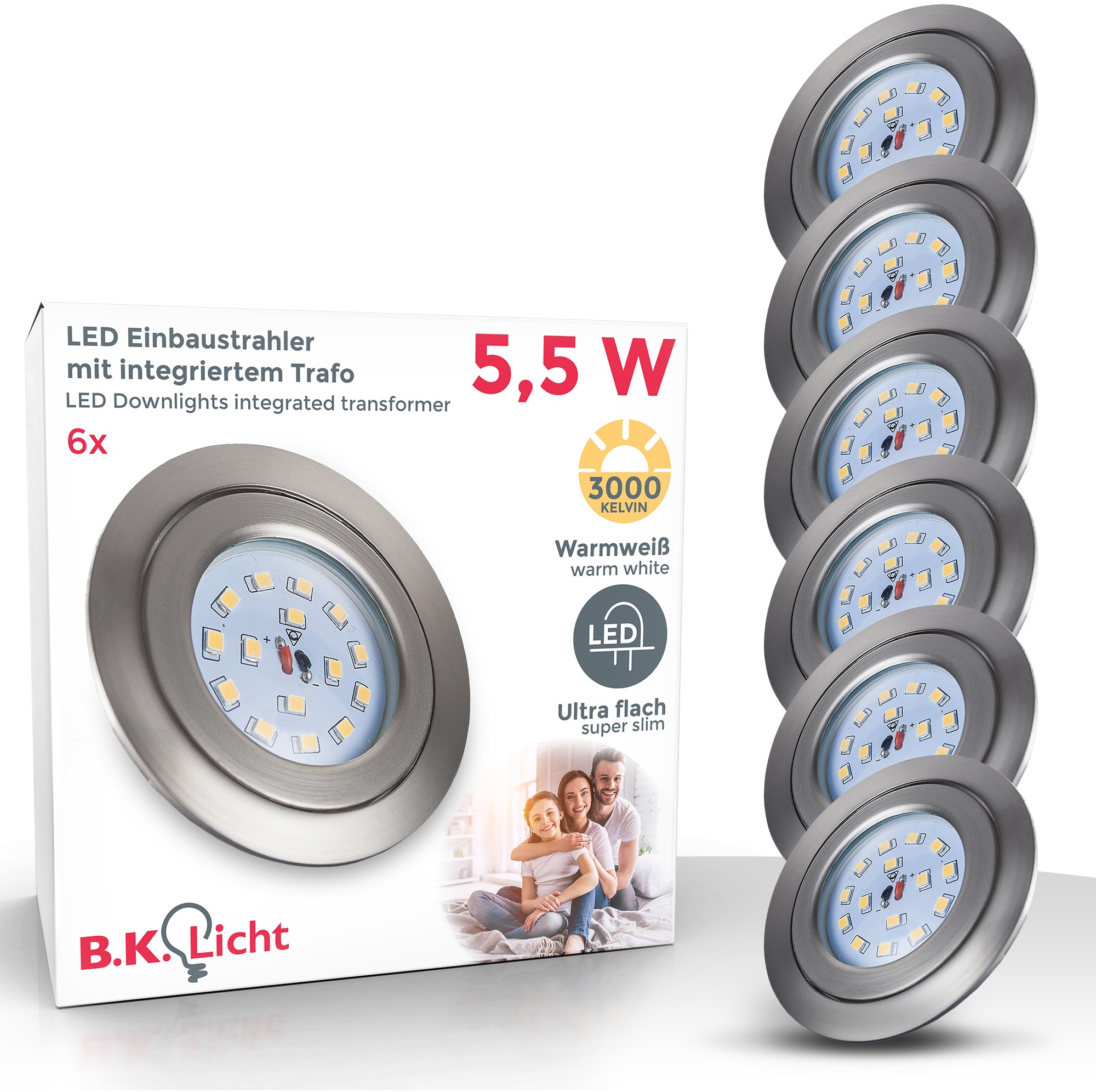 6er Set LED-Deckenpanel 59,5x59,5 Cm – 36W, 4320  Produktbild-Vorschau 3