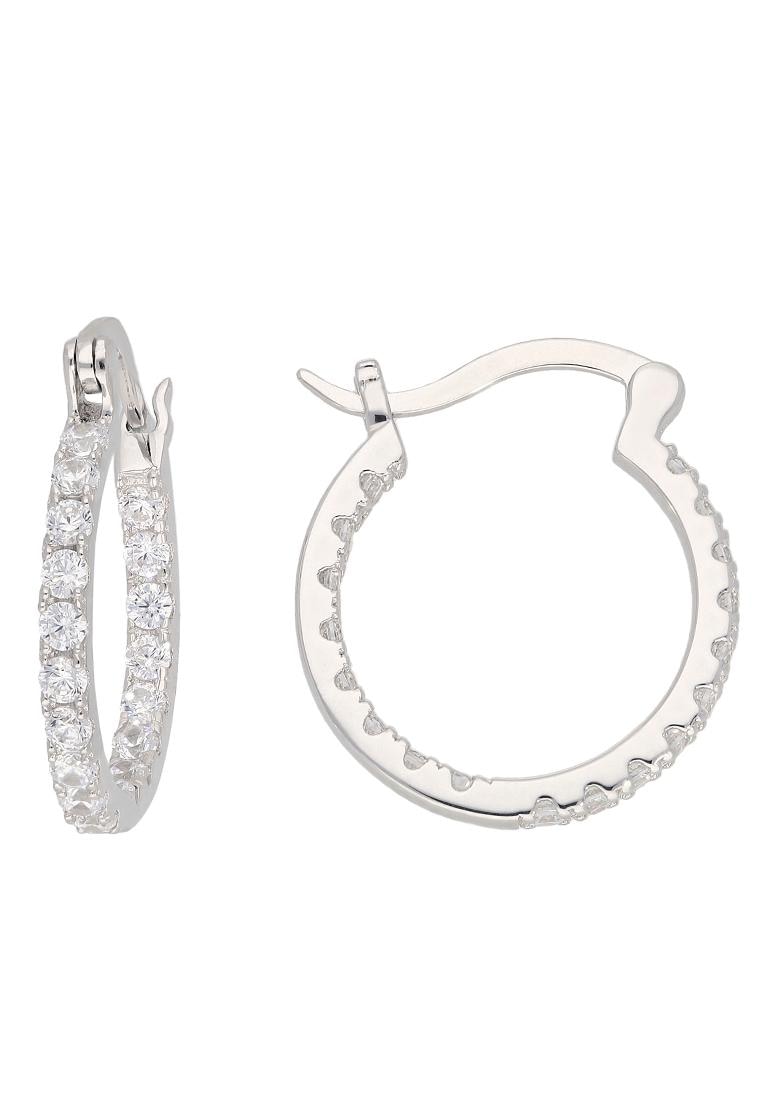 Paar Creolen »Schmuck Geschenk Silber 925 rund basic femininvoll rhodiniert«, mit...