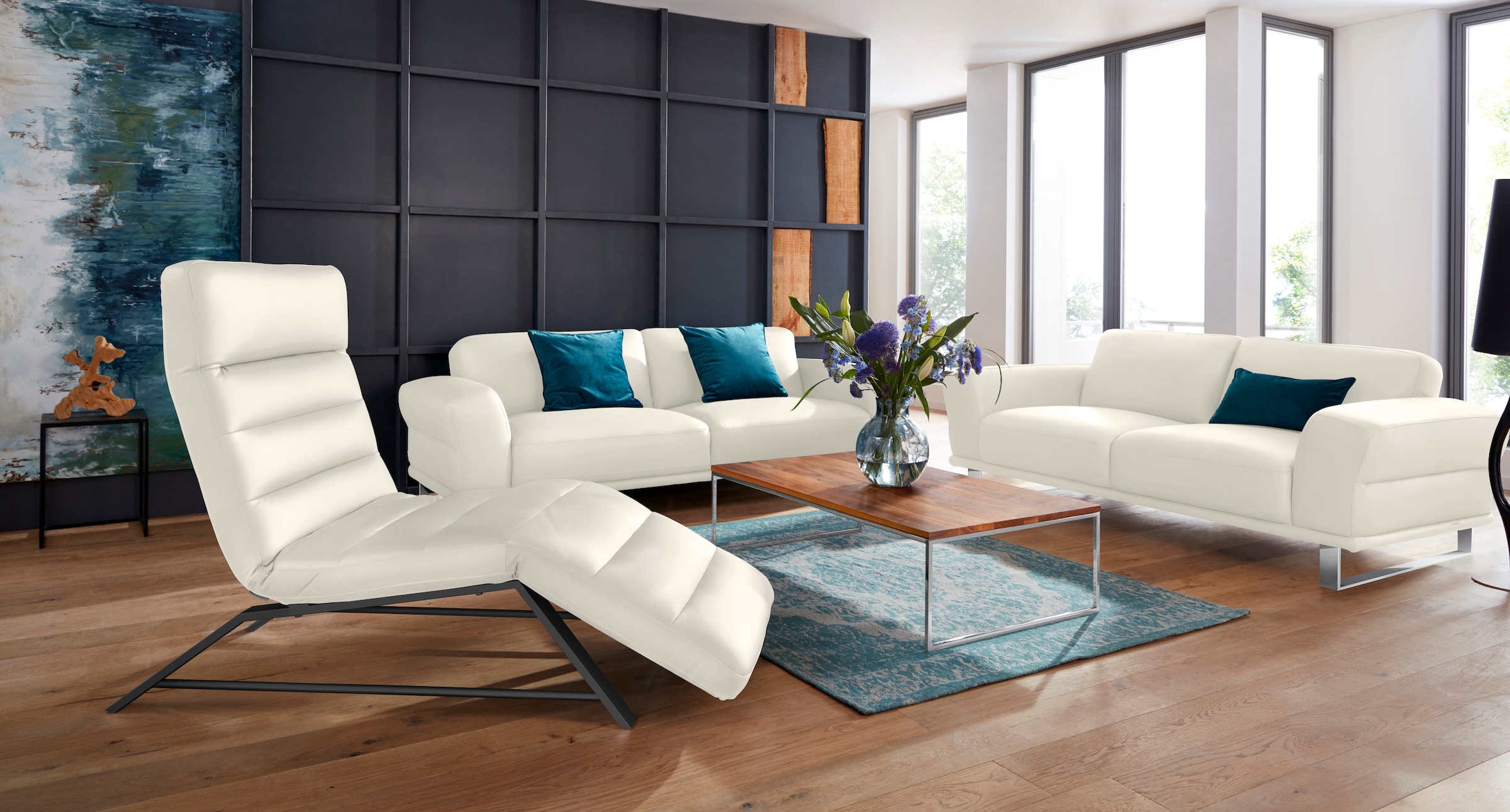 W.SCHILLIG 2,5-Sitzer »montanaa«, mit Metallkufen in Chrom glänzend, Breite 212 cm