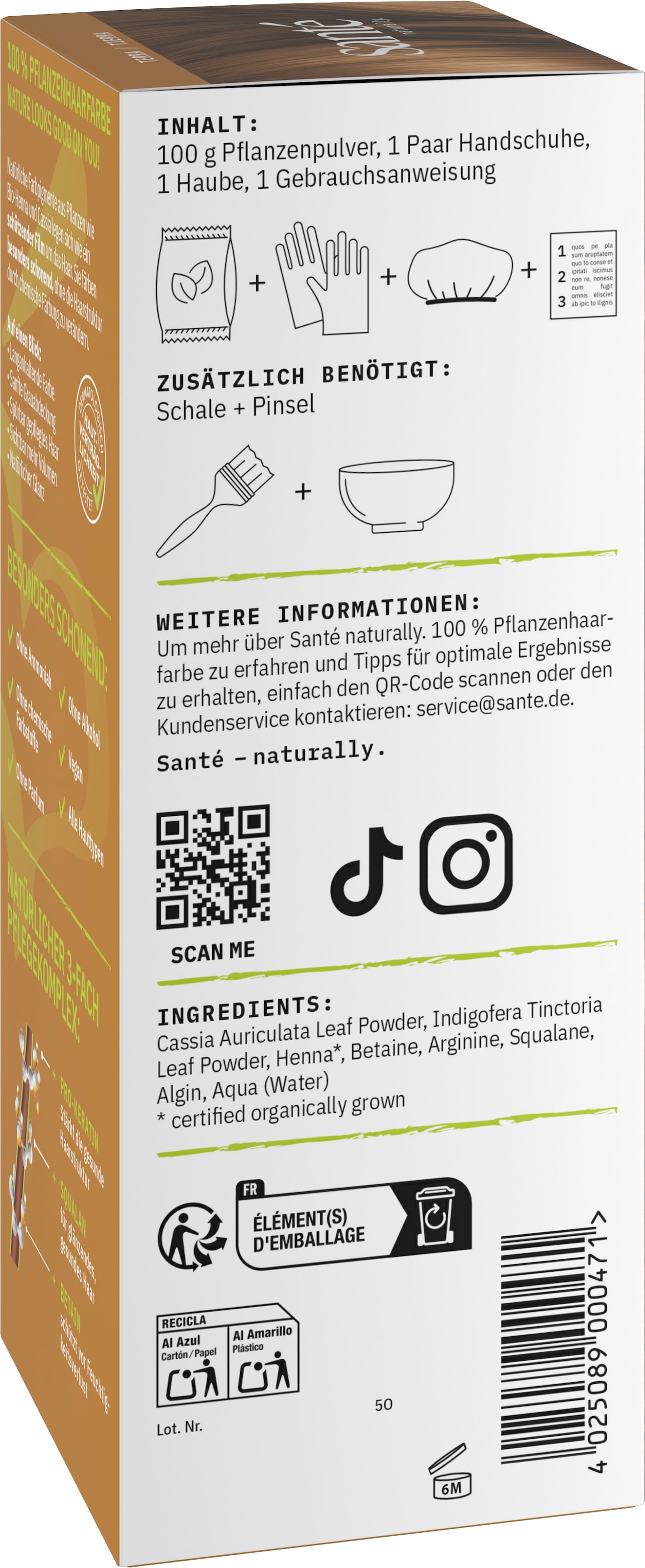 SANTE Coloration »PFLANZENHAARFARBE« mit Pflanzenpigmenten, permanente Colorierung, vegan