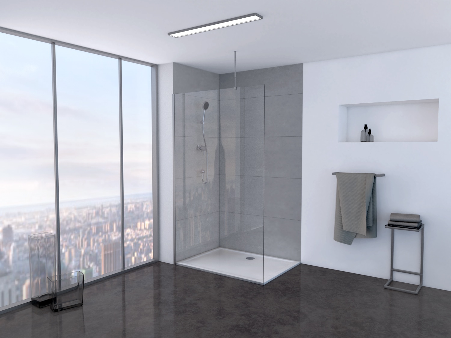 Marwell Walk-in-Dusche, mit verchromten Wandprofil