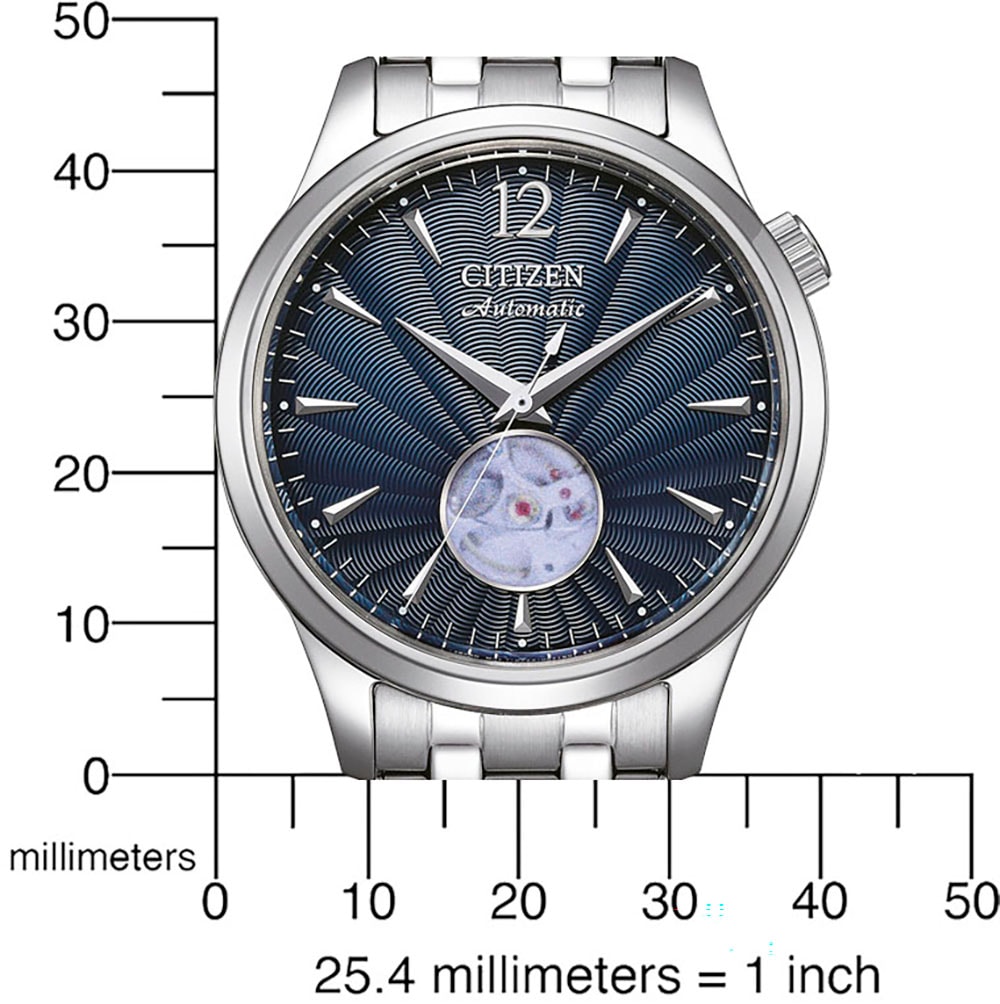 Citizen Automatikuhr »NH9131-73L«, Armbanduhr, Herrenuhr, Damenuhr, offene Unruh, Edelstahlarmband