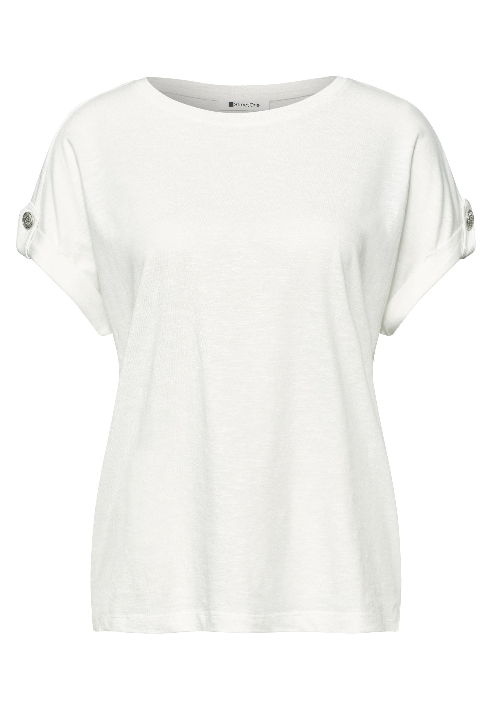 STREET ONE Shirttop Sommershirt mit Rundhals und Knopfdetails