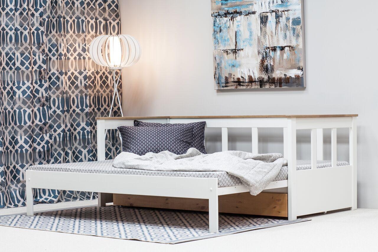 Home affaire Daybett »"AIRA" skandinavisches Design, ideal fürs Jugend- oder Gästezimmer«, Gästebett, mit ausziehbarer Liegefläche, zertifiziertes Massivholz