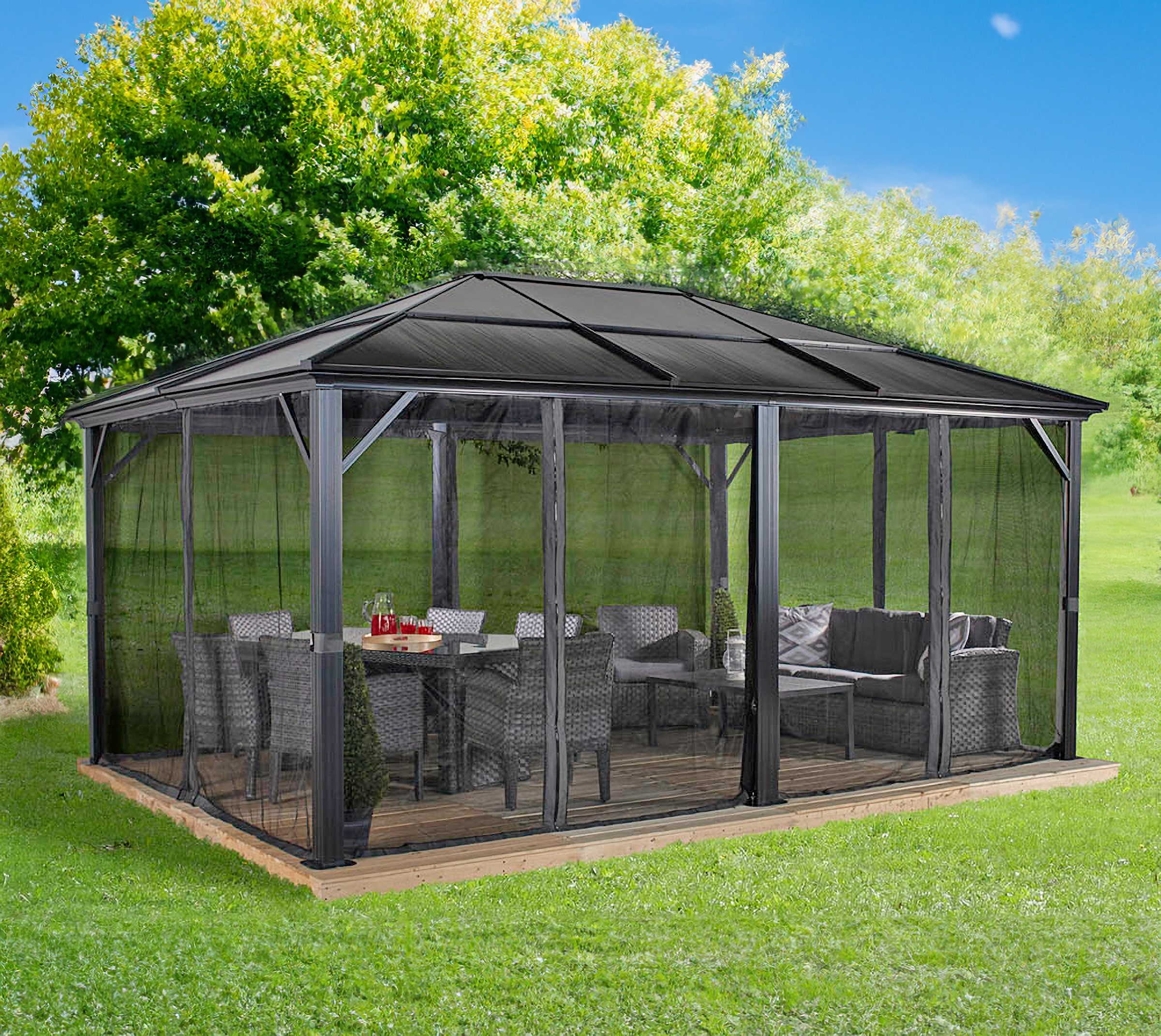 Sojag Pavillon »Gazebo Meridien«, (Set), BxT: 365x485 cm, mit Moskitonetzen