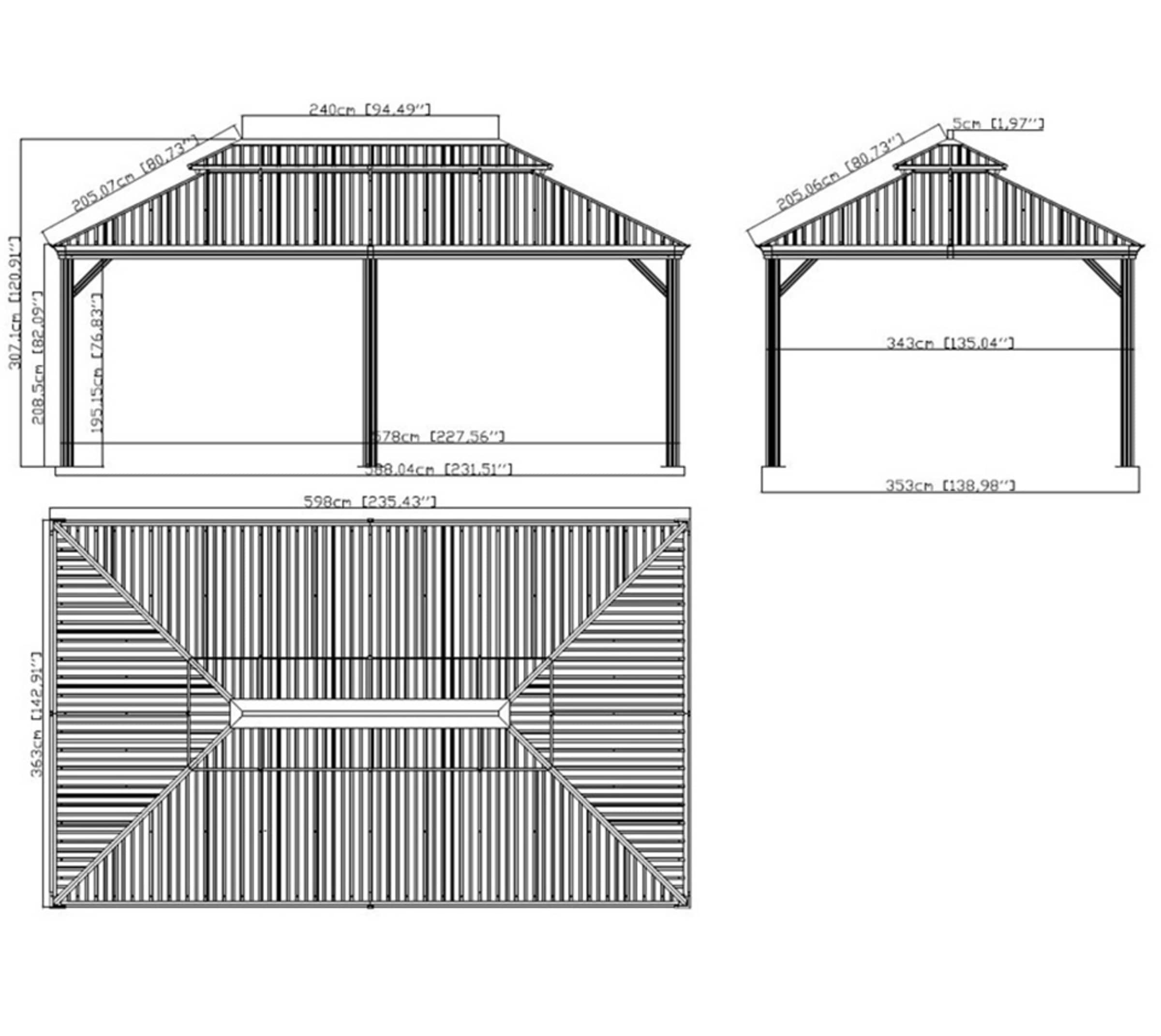 Sojag Pavillon »Gazebo Messina«, (Set), BxT: 363x598 cm, mit 6 Moskitonetzen