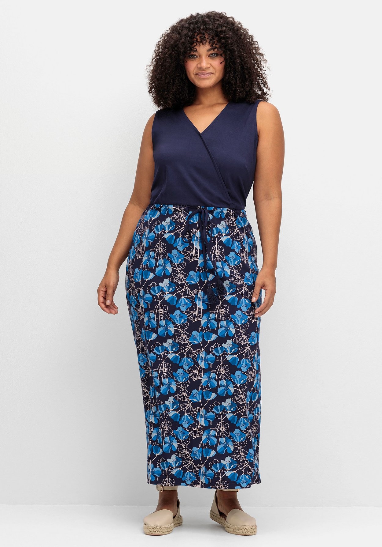 Sheego Maxikleid »Maxikleid in Wickeloptik«