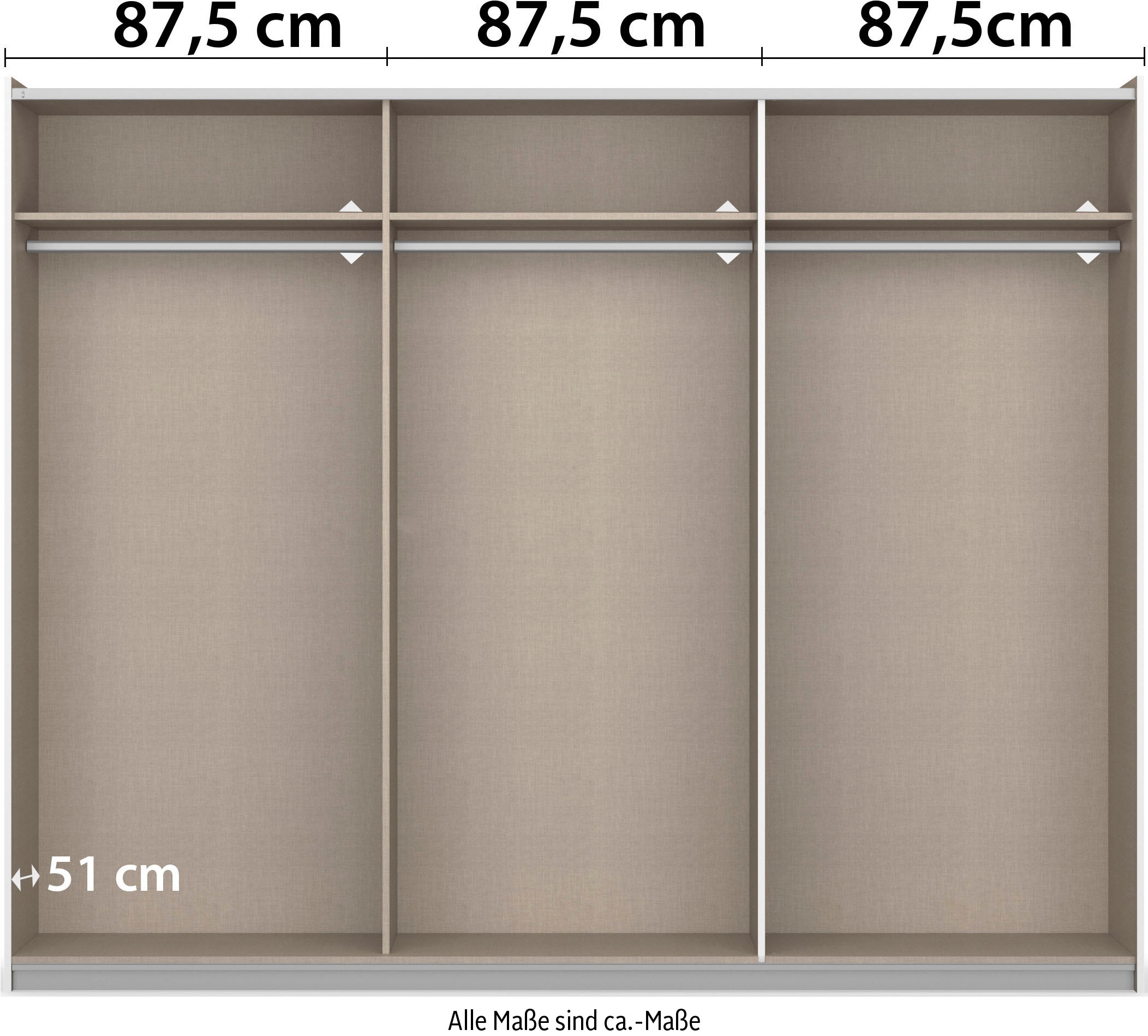rauch Schwebetürenschrank »AURELIO Kleiderschrank Garderobe TOPSELLER OTTO´s CHOICE«, 3 verschiedene Ausstattungsvarianten Griffe aus Metall MADE IN GERMANY