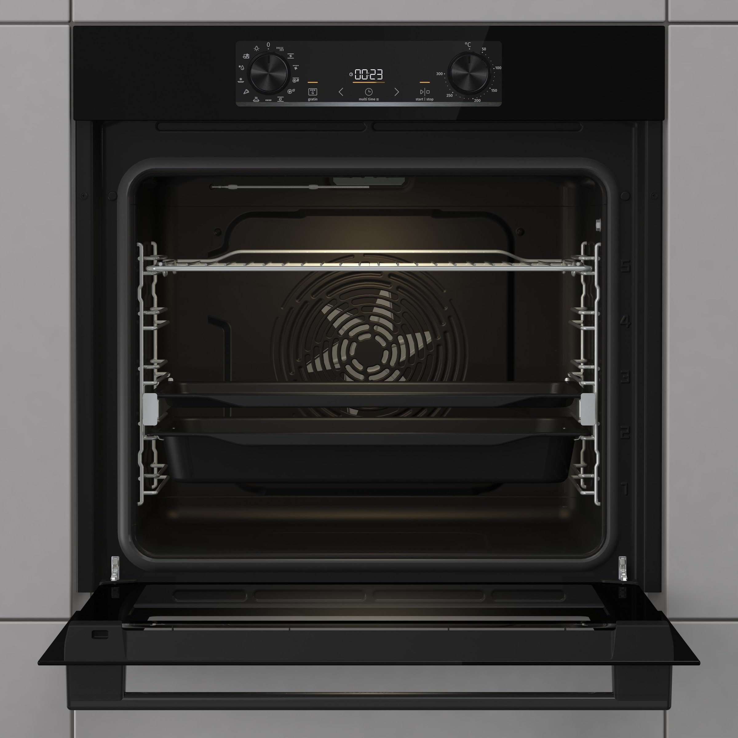 GORENJE Backofen-Set »BOS6737E13BGOT«, mit 1-fach-Teleskopauszug, Aqua Clean, (Set), Pizzafunktion mit 300 °C – perfekt für Pizza, Focaccia und mehr!