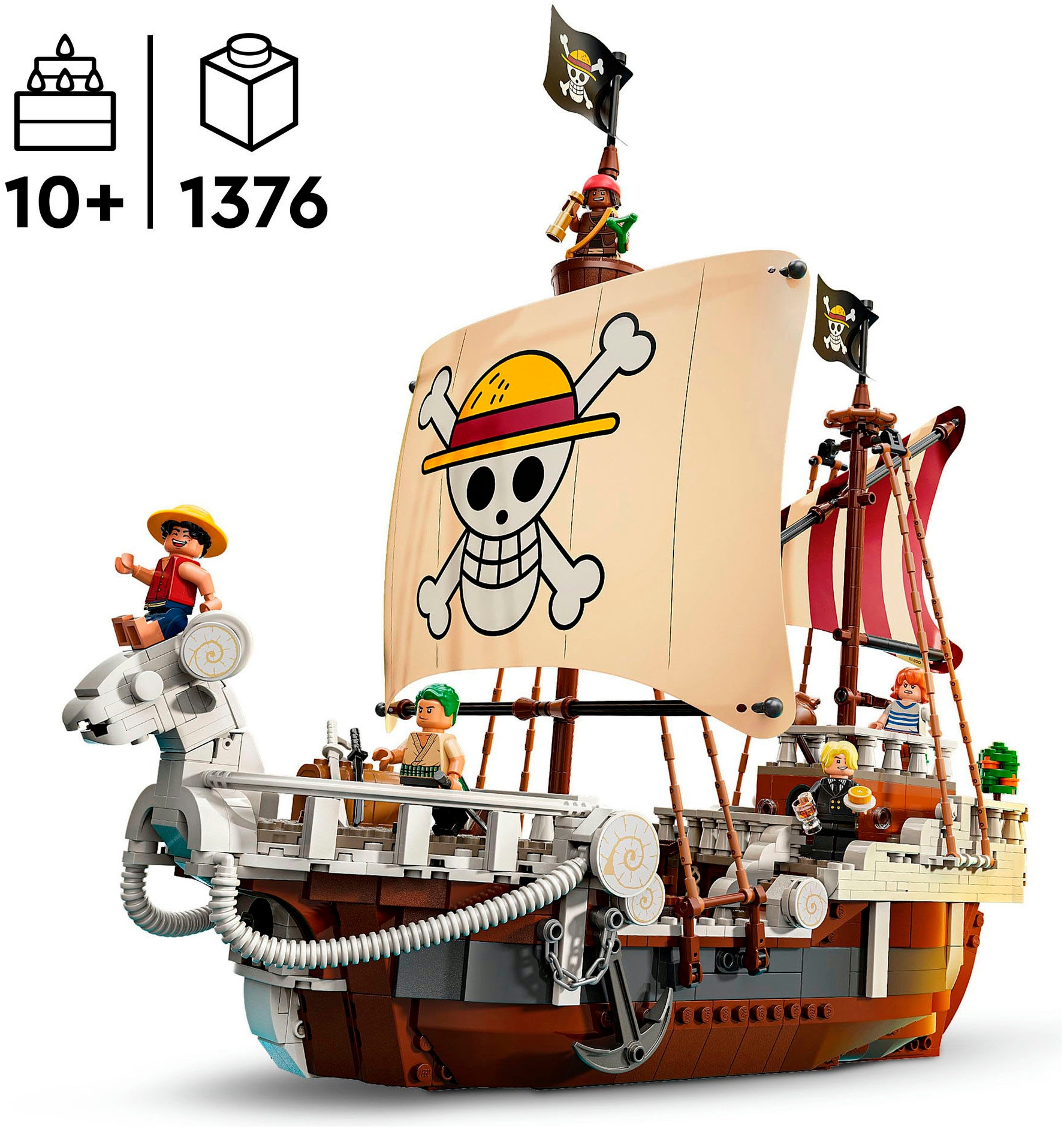 LEGO® Konstruktionsspielsteine »Das Piratenschiff Flying Lamb (75639), LEGO One Piece«, (1376 St.), Made in Europe