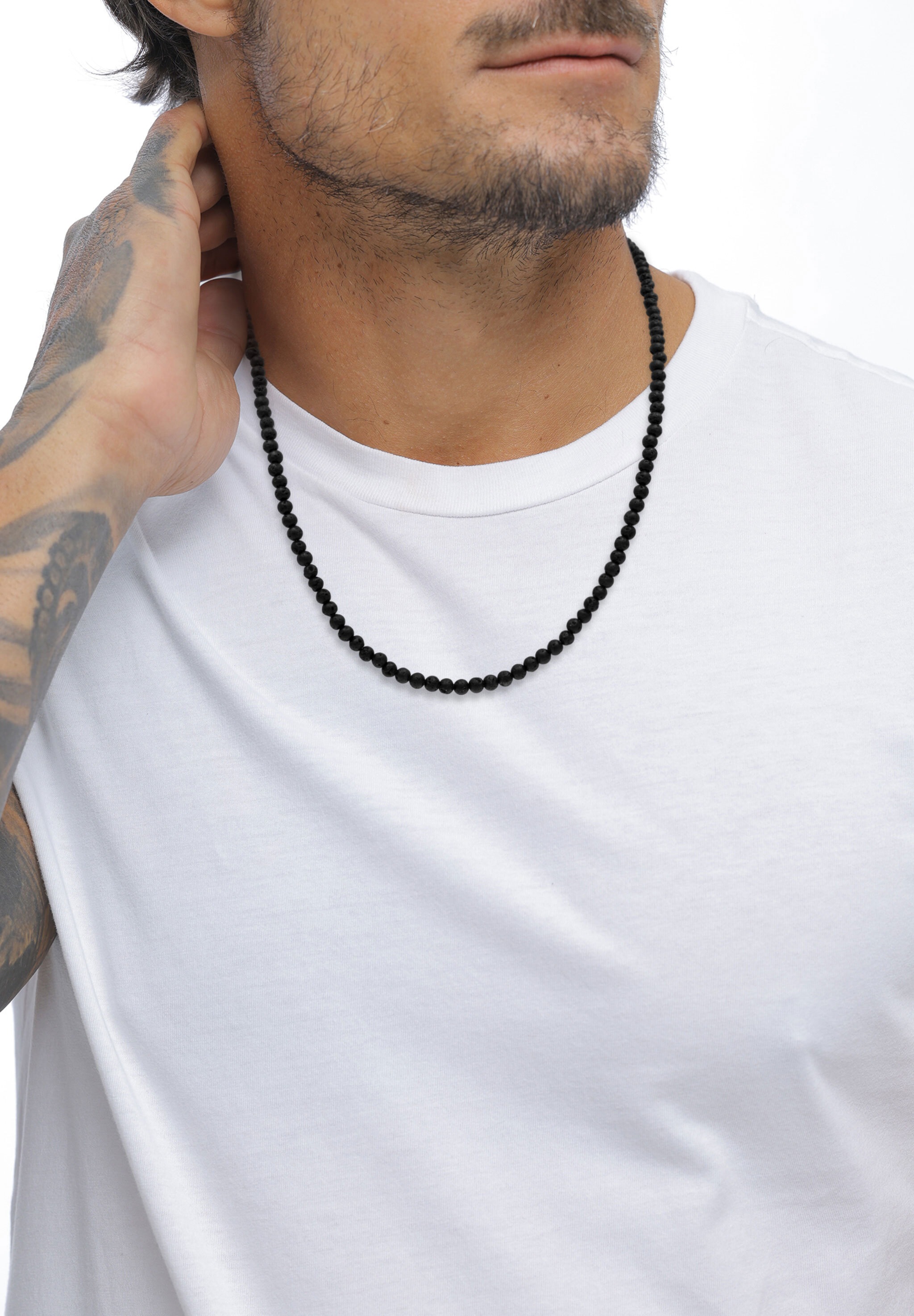 Kuzzoi Armkette »Armband Lavaperlen Schwarz 925 Sterling Silber«