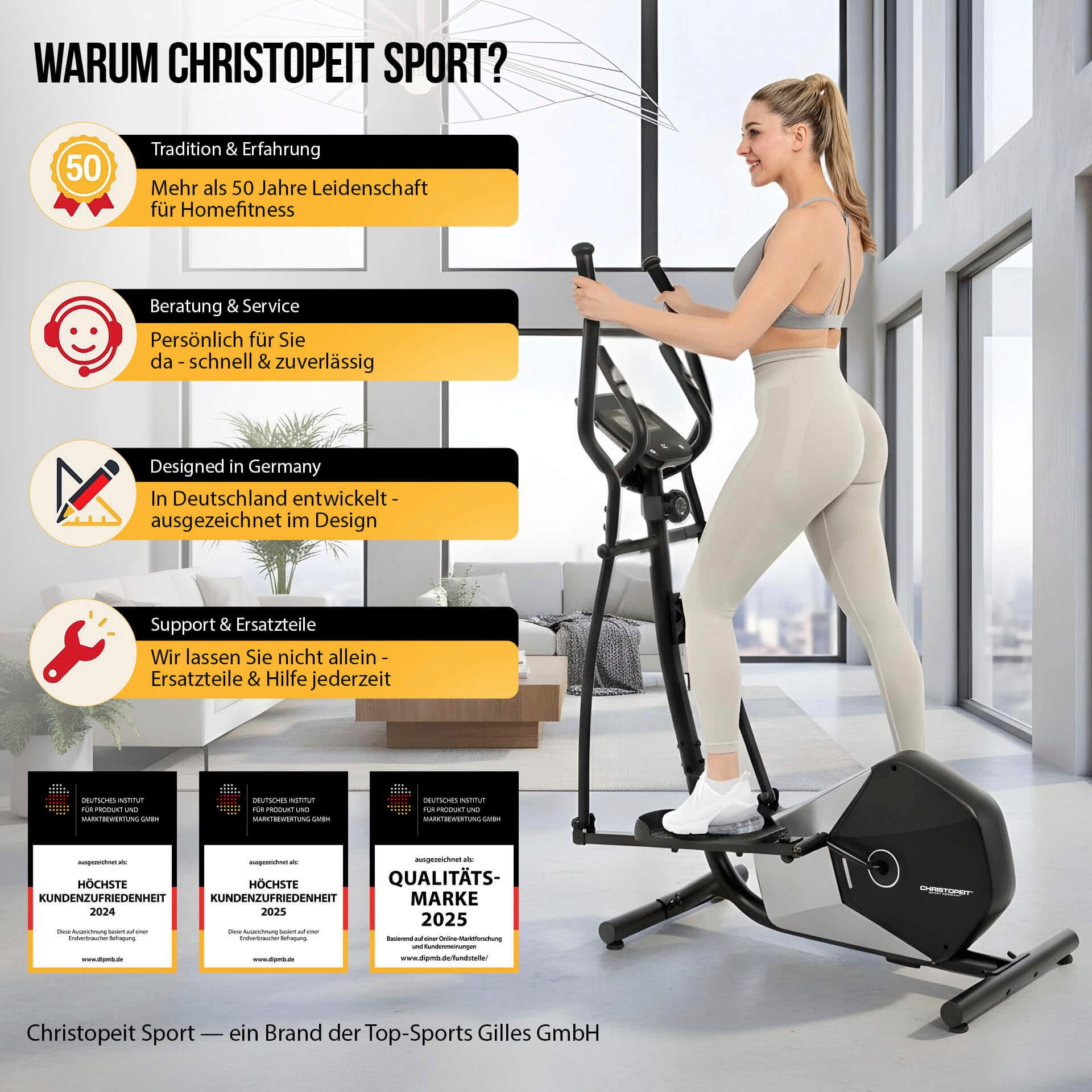 Christopeit Sport® Crosstrainer »Crosstrainer CT 5« 120 kg max. Benutzergewicht, 15 Widerstandsstufen