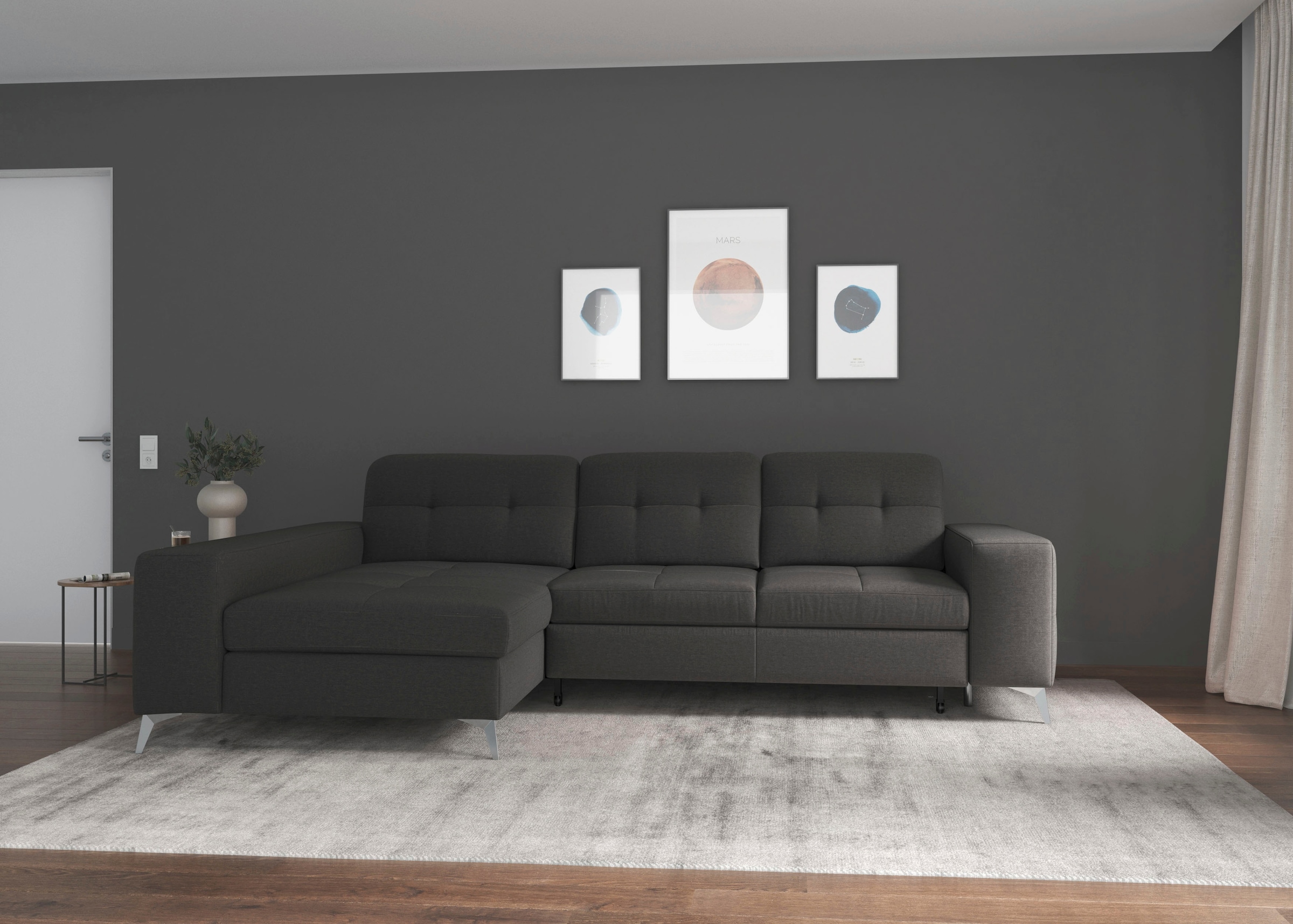 sit&more Ecksofa »Baviene L-Form« inklusive Sitztiefenverstellung und Federkern, wahlweise Bettfunktion