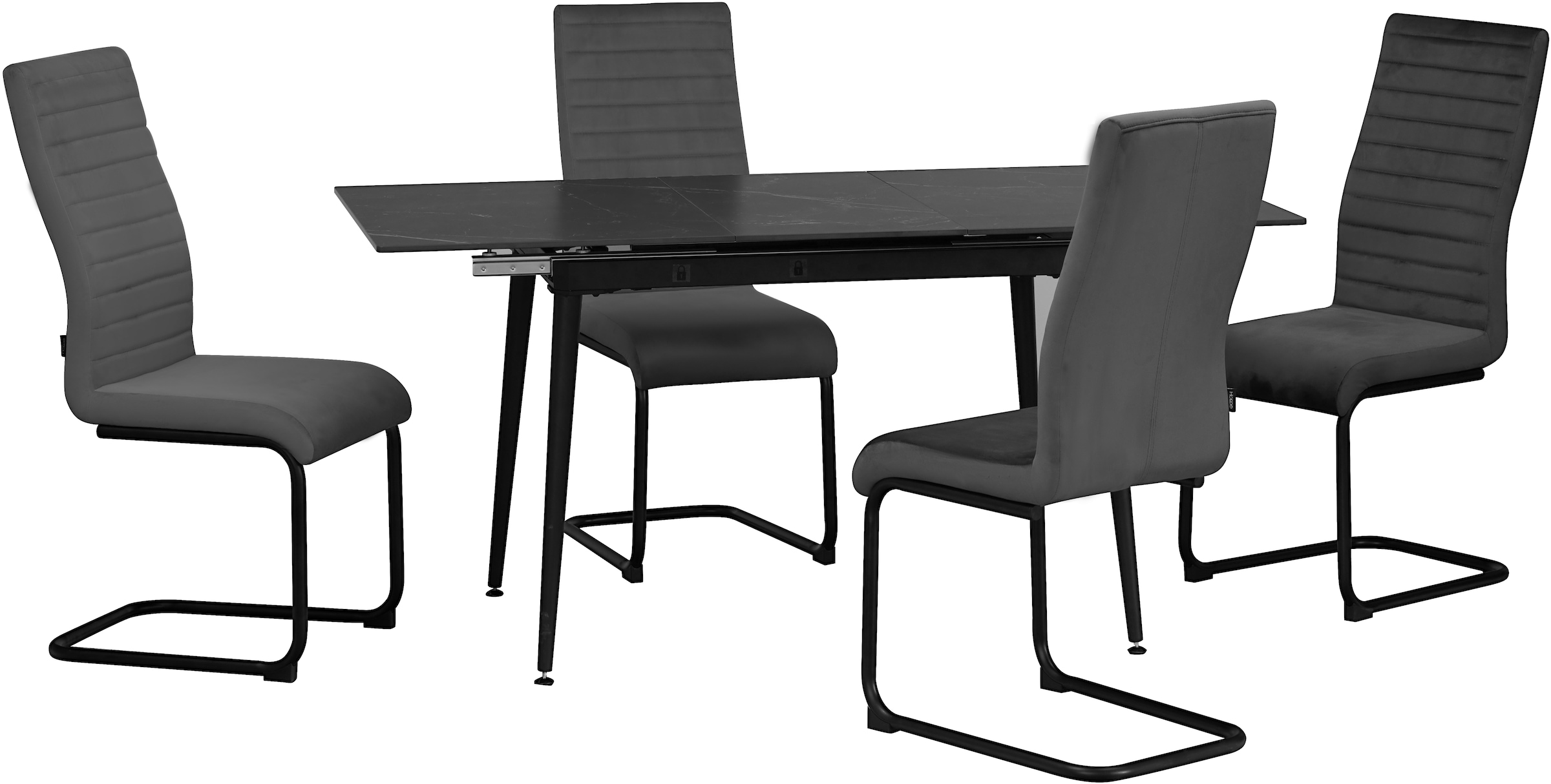 Home affaire Essgruppe »Melwine Keramiktisch Freischwinger«, (Set, 5 tlg.), Tisch ausziehbar 120-160 cm Esszimmer Tischgruppe