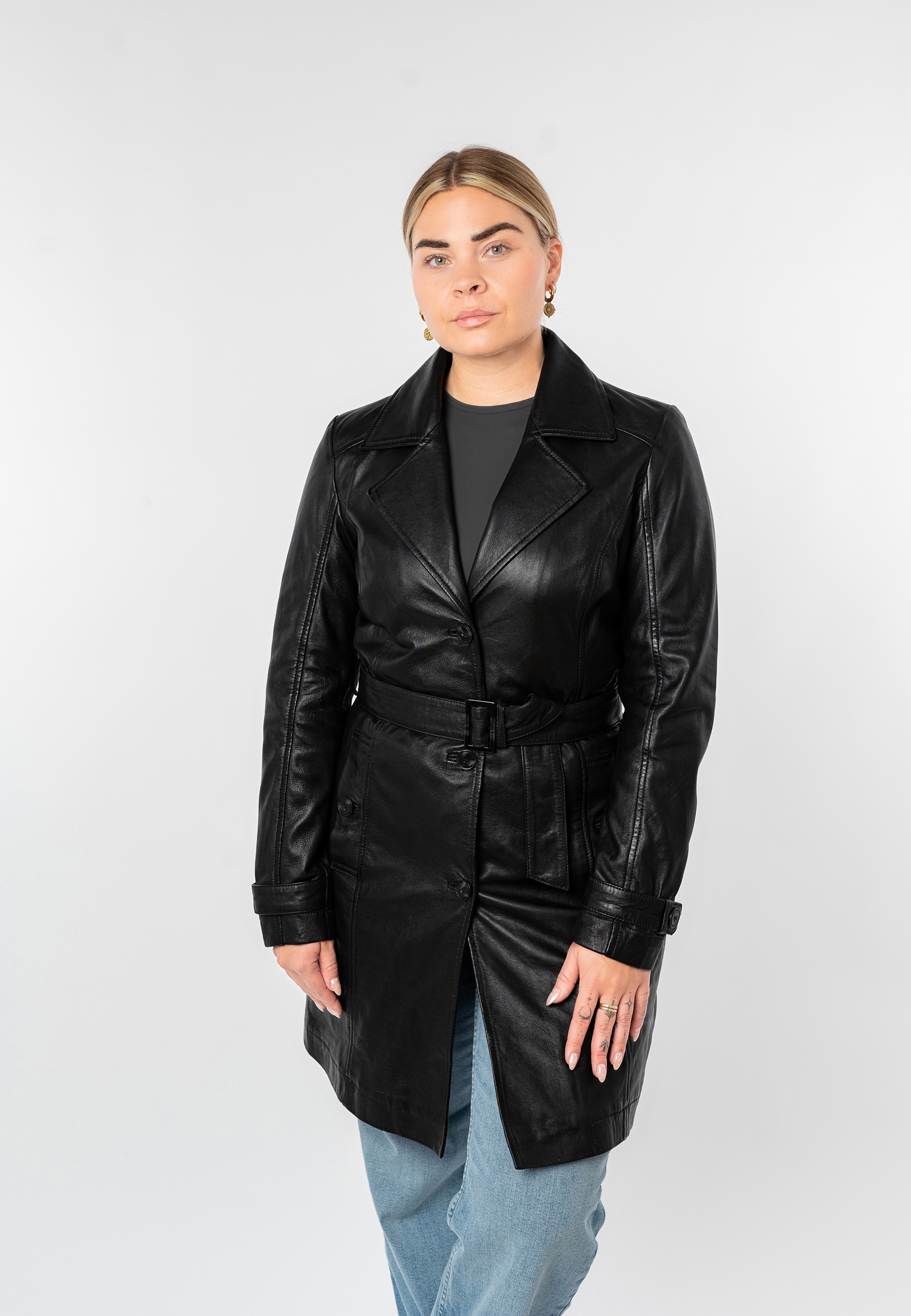 Mauritius Trenchcoat »MWLeoniz« aus Echtleder, mit Taillengürtel