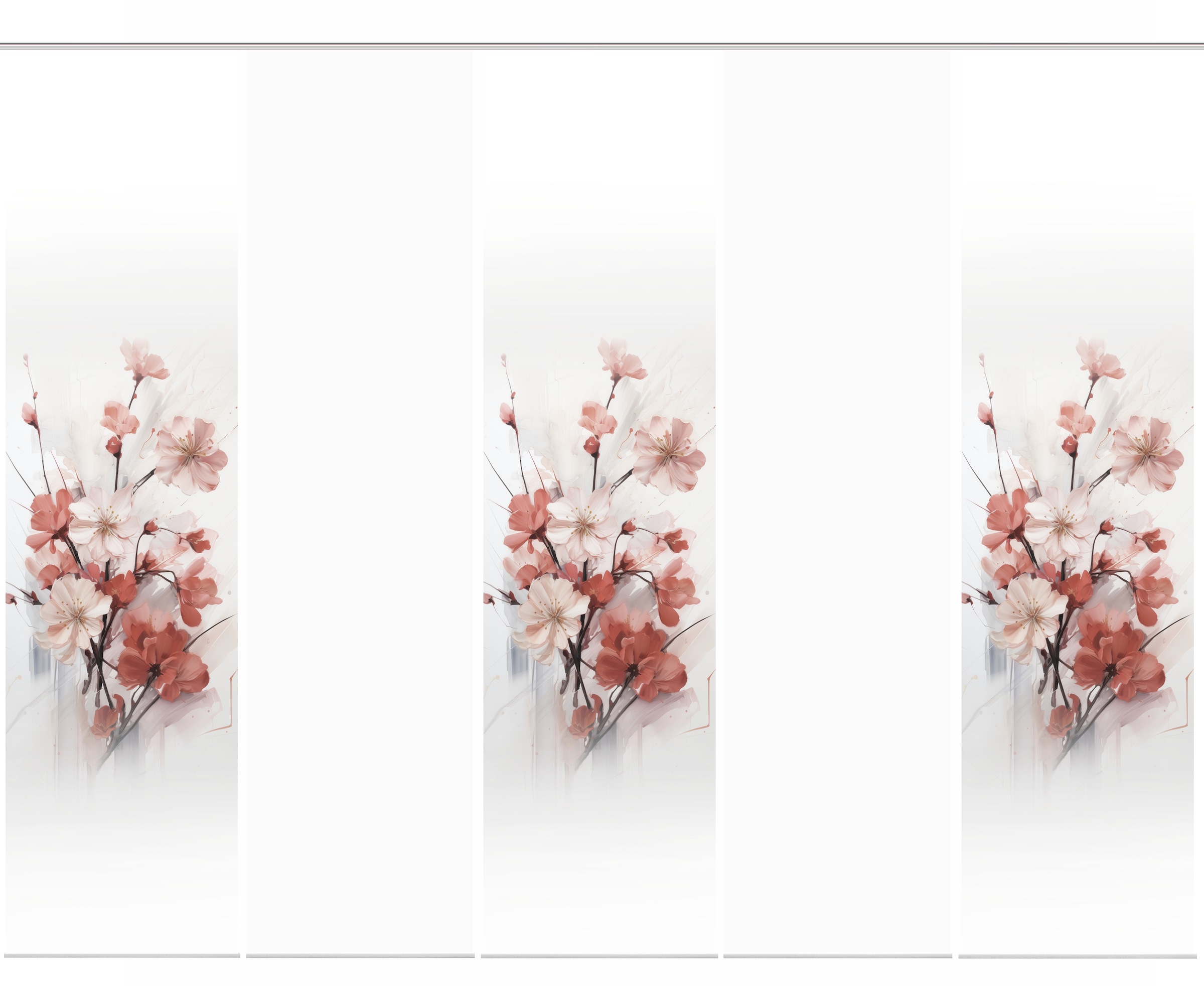 HOME WOHNIDEEN Schiebegardine »LOTUS« Paneelwagen 5 Stk. tlg. Schiebewand Seidenoptik, SET, Digitaldruck