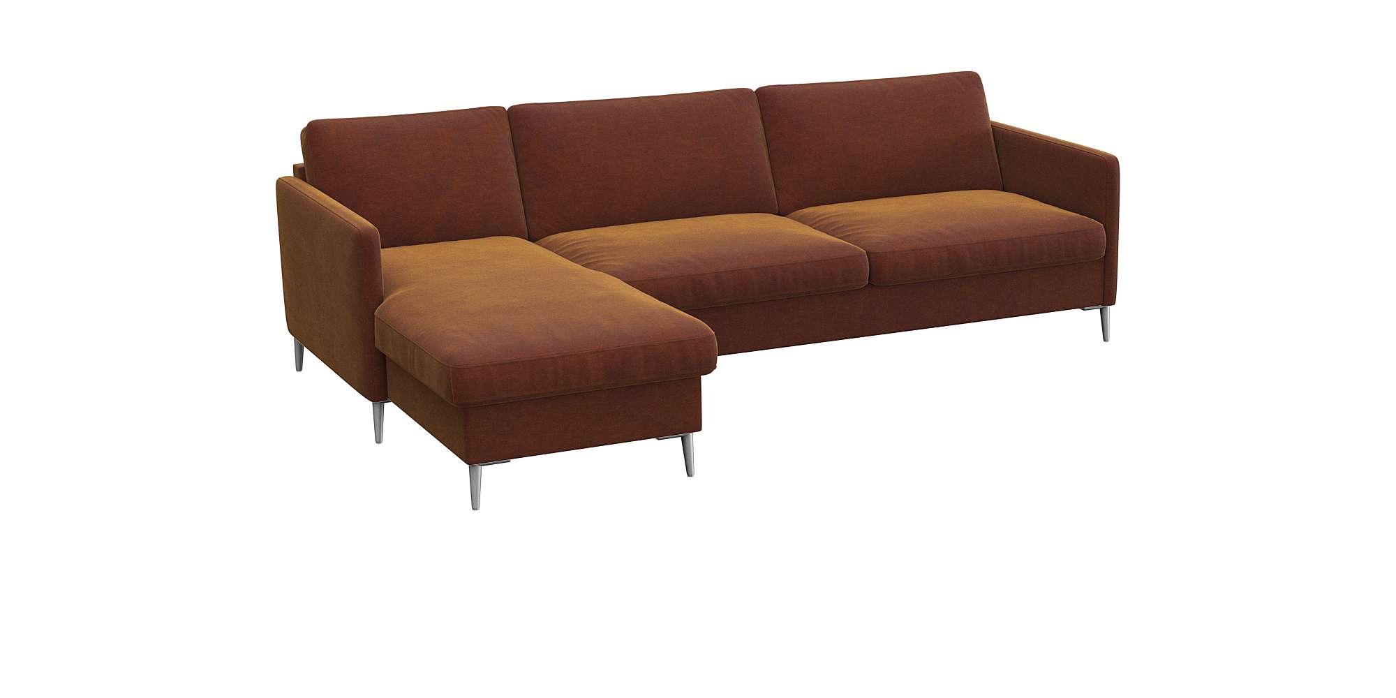 FLEXLUX Ecksofa »Fiore, L-Form, bequem und komfortabel durch hochwertigem Sitzaufbau«, schmale Armlehnen, Kaltschaum, Füße Alu