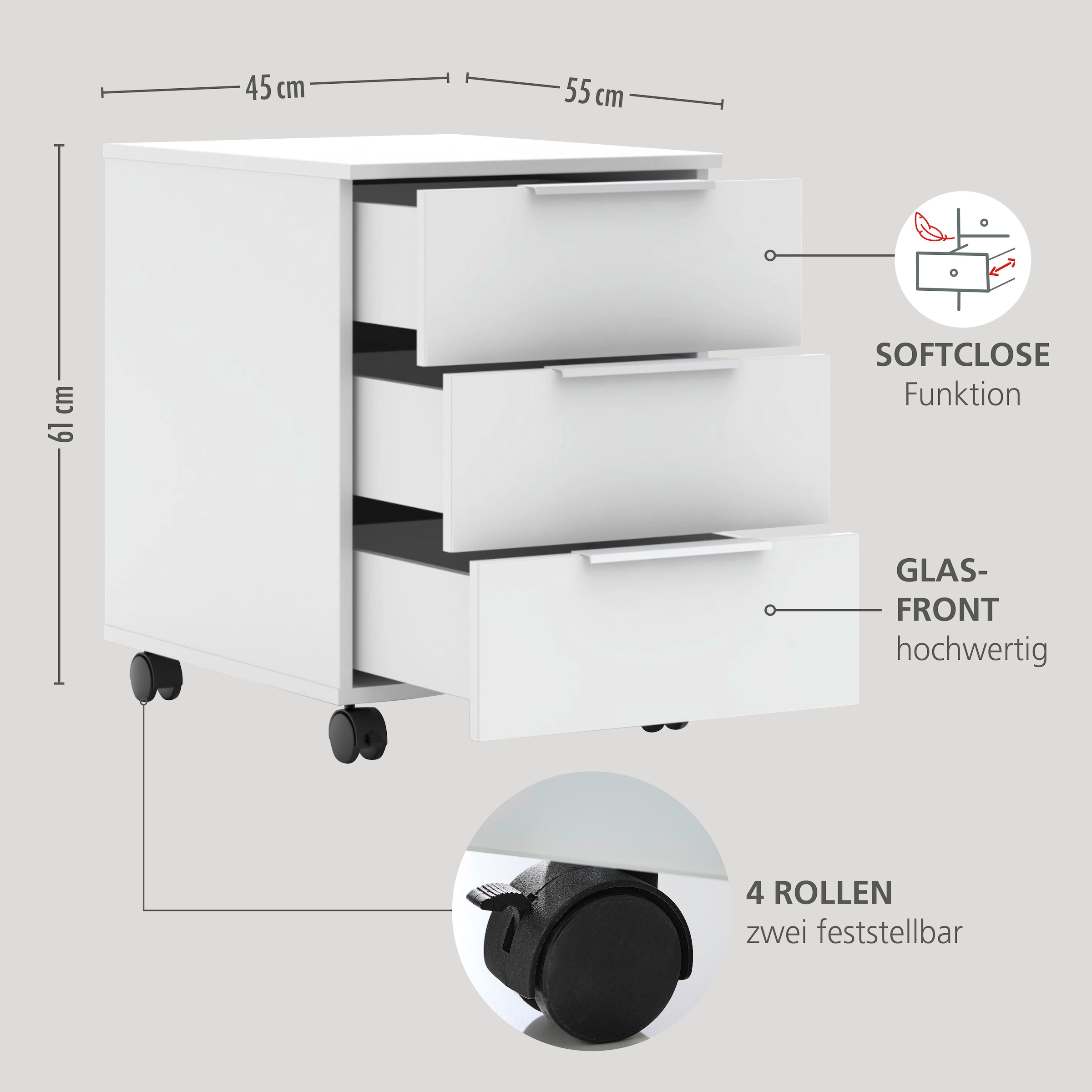 Innostyle Rollcontainer »Santorin« 1 Stk. tlg. Rollen teilweise mit Bremse