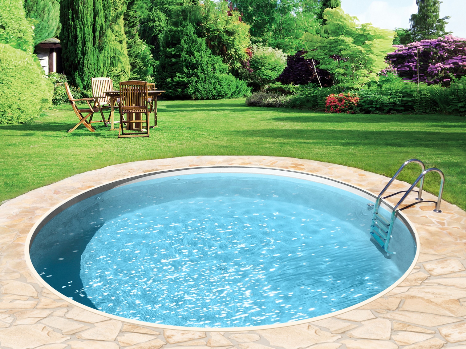 my POOL BWT Rundpool »mit sandfarbener Folie für den Karibik Look«, (Set, 6 tlg.), Höhe 150 cm, in versch. Größen verfügbar