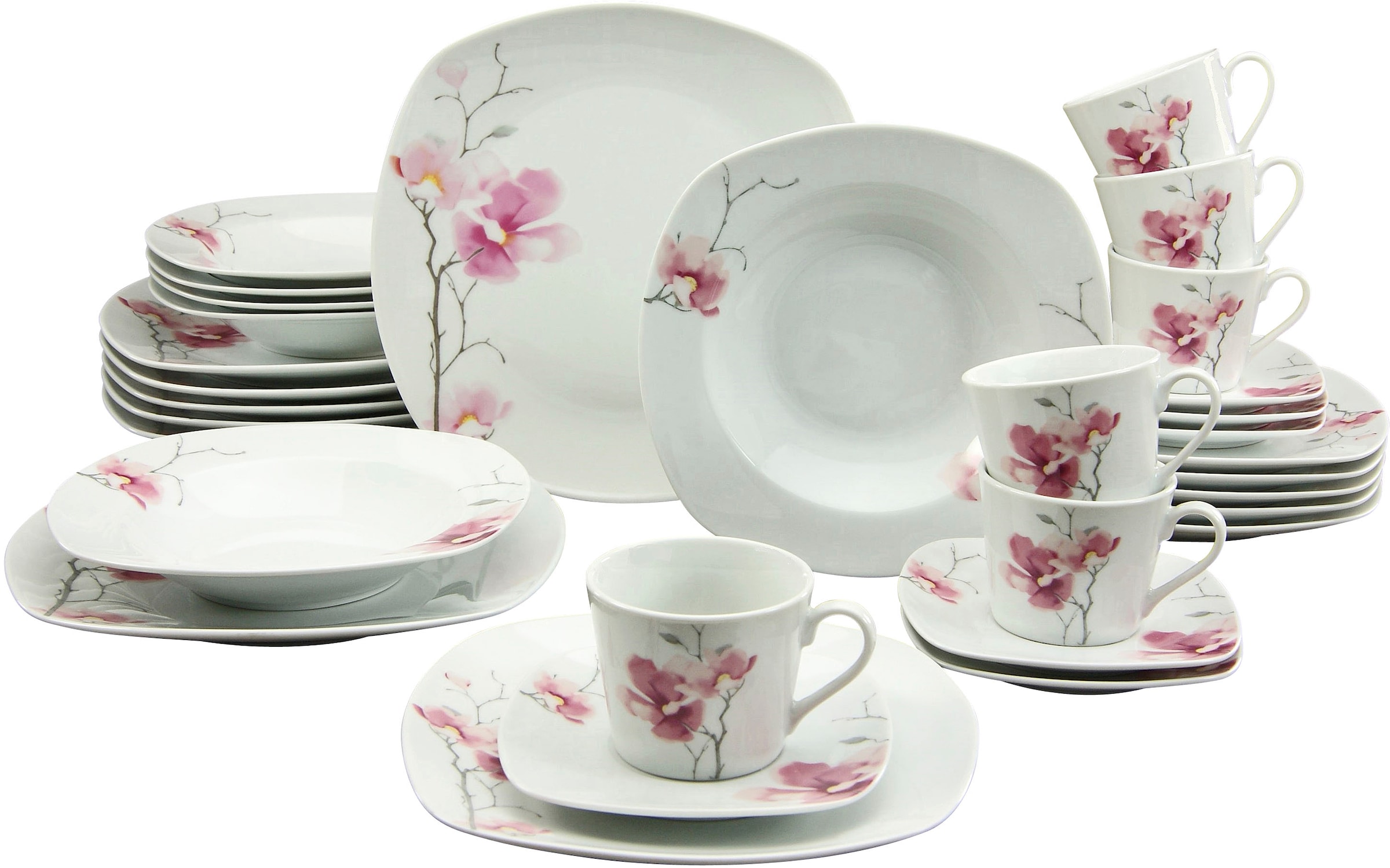 CreaTable Kombiservice »Amelie Aiko, Kombi-Service 30-tlg« Blumendekor