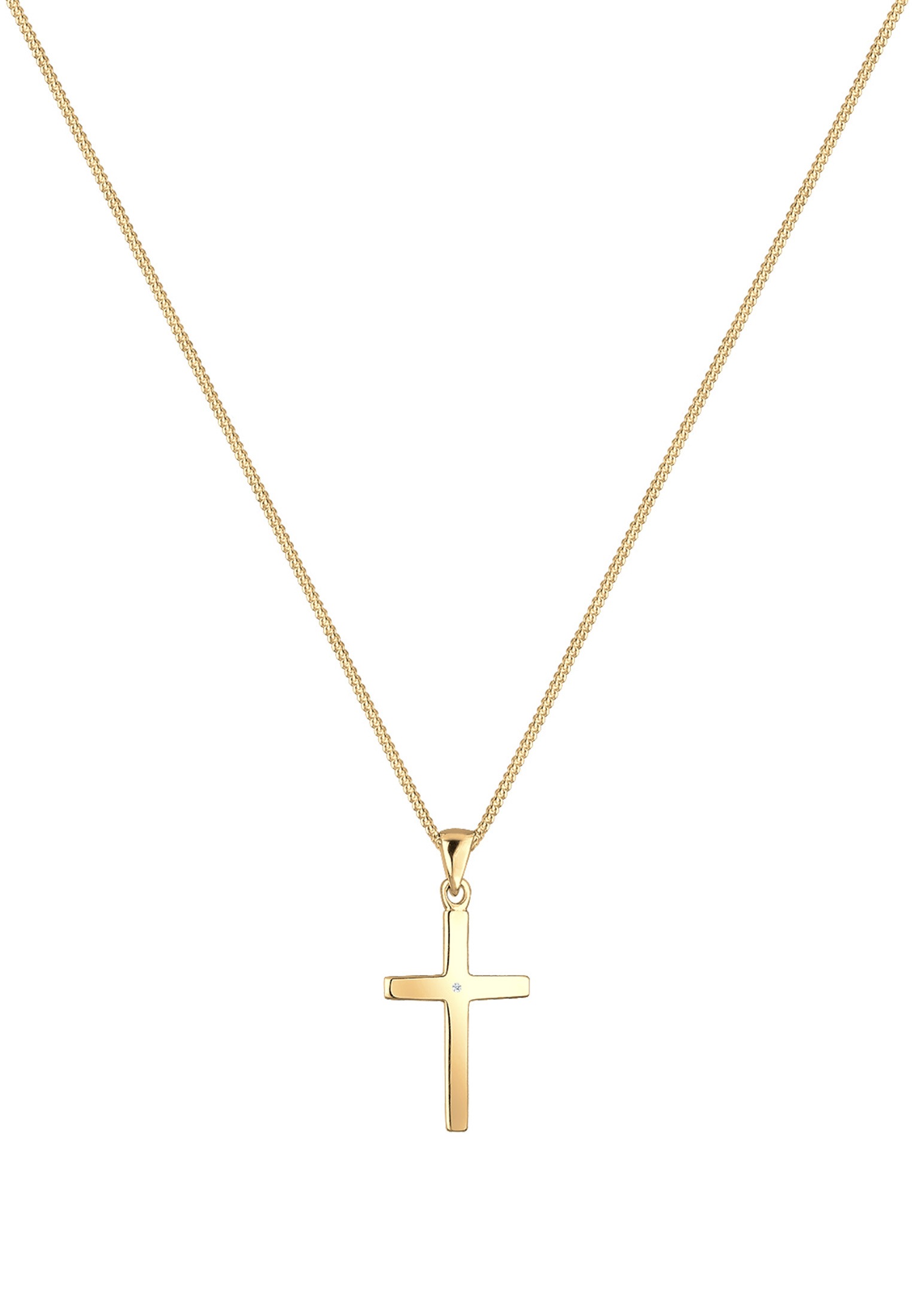 Elli DIAMONDS Silberkette »Halskette Kreuz Glaube Diamant (0.005 ct) Basic 925 Silber«