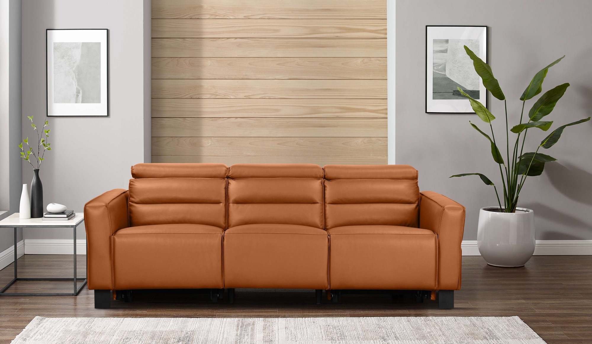 Places of Style 3-Sitzer »Carpari, 224cm, manuelle od. elektrische Relaxfunktion in 2 Sitzen«, mit USB-A/C, Kopfteilverstellung, Echtleder, Kunstleder, Webstoff