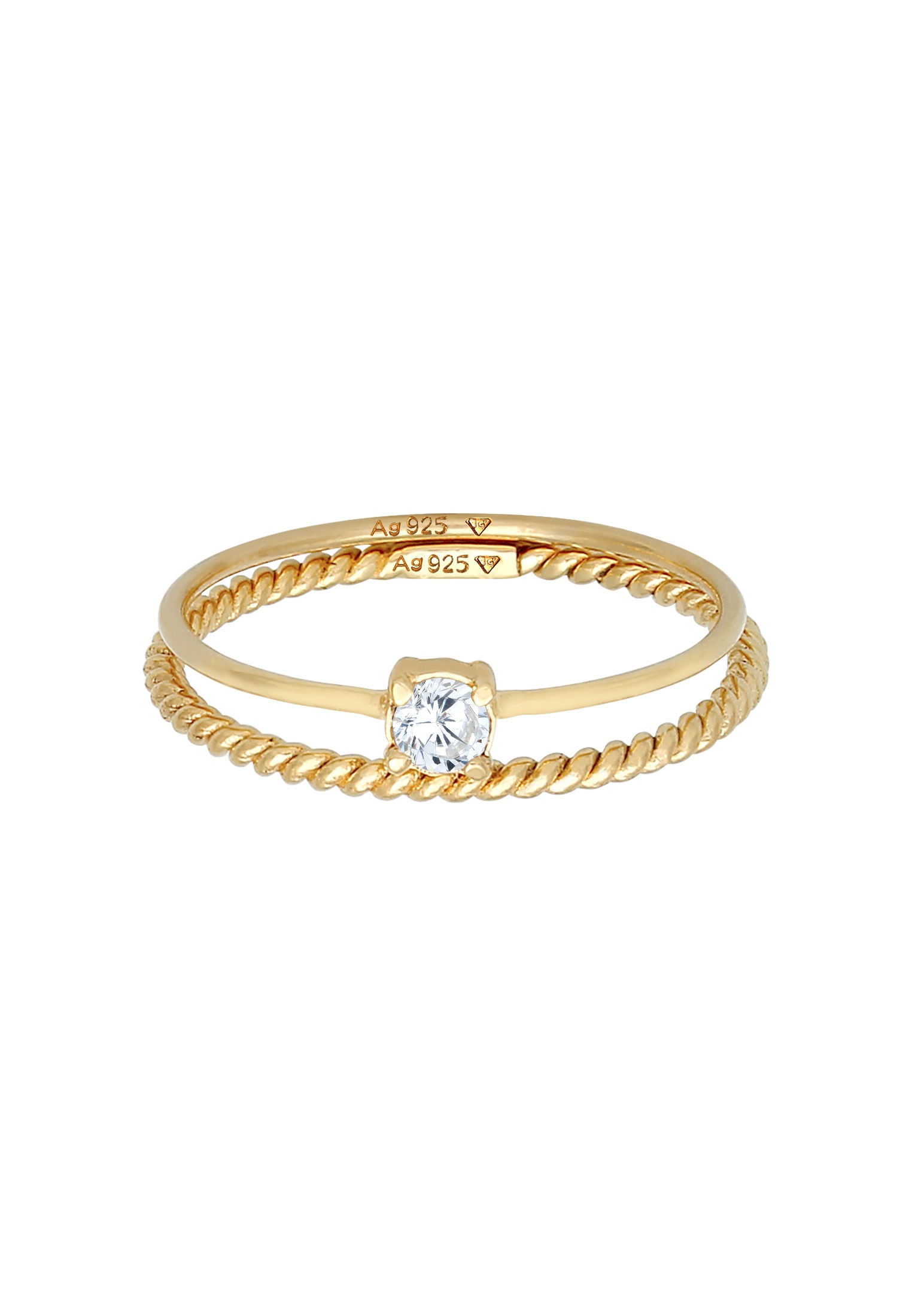 Elli Ring-Set »Ring Zirkonia Gedreht Twisted Set (2 tlg) 925 Silber«