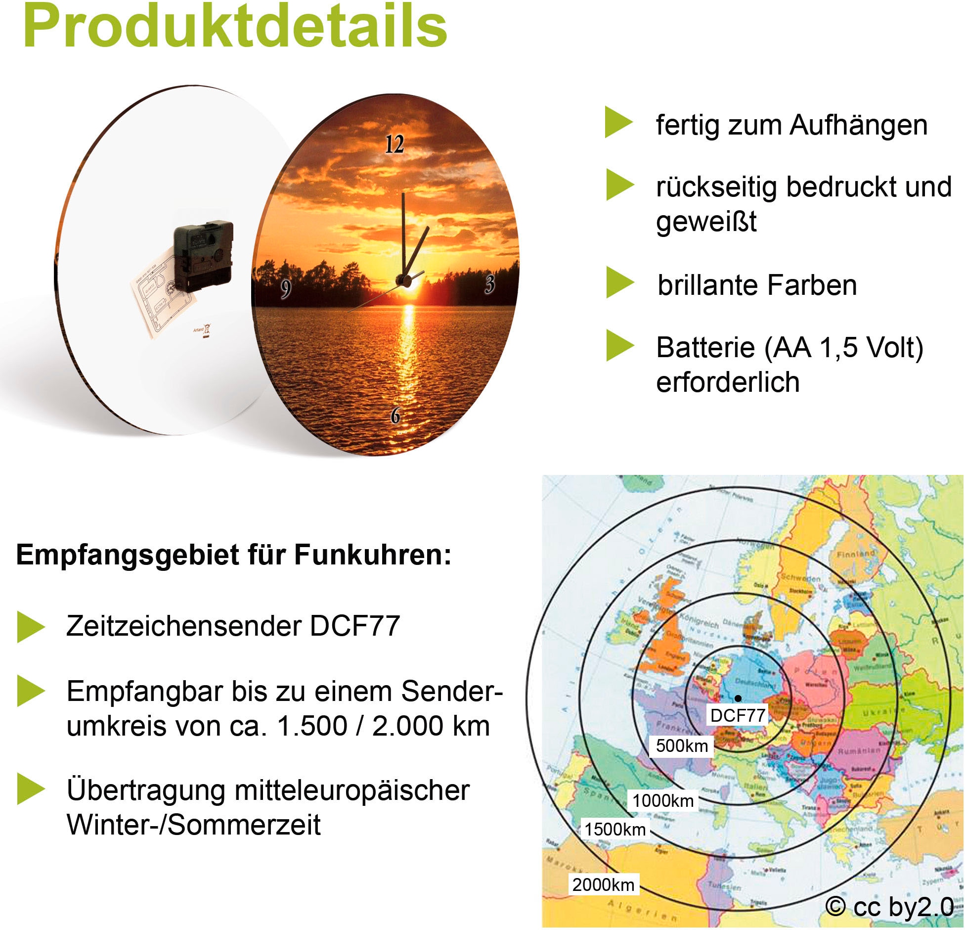 Artland Wanduhr »Spa Konzept Zen Basaltsteine« wahlweise mit  Quarz- oder Funkuhrwerk, lautlos ohne Tickgeräusche