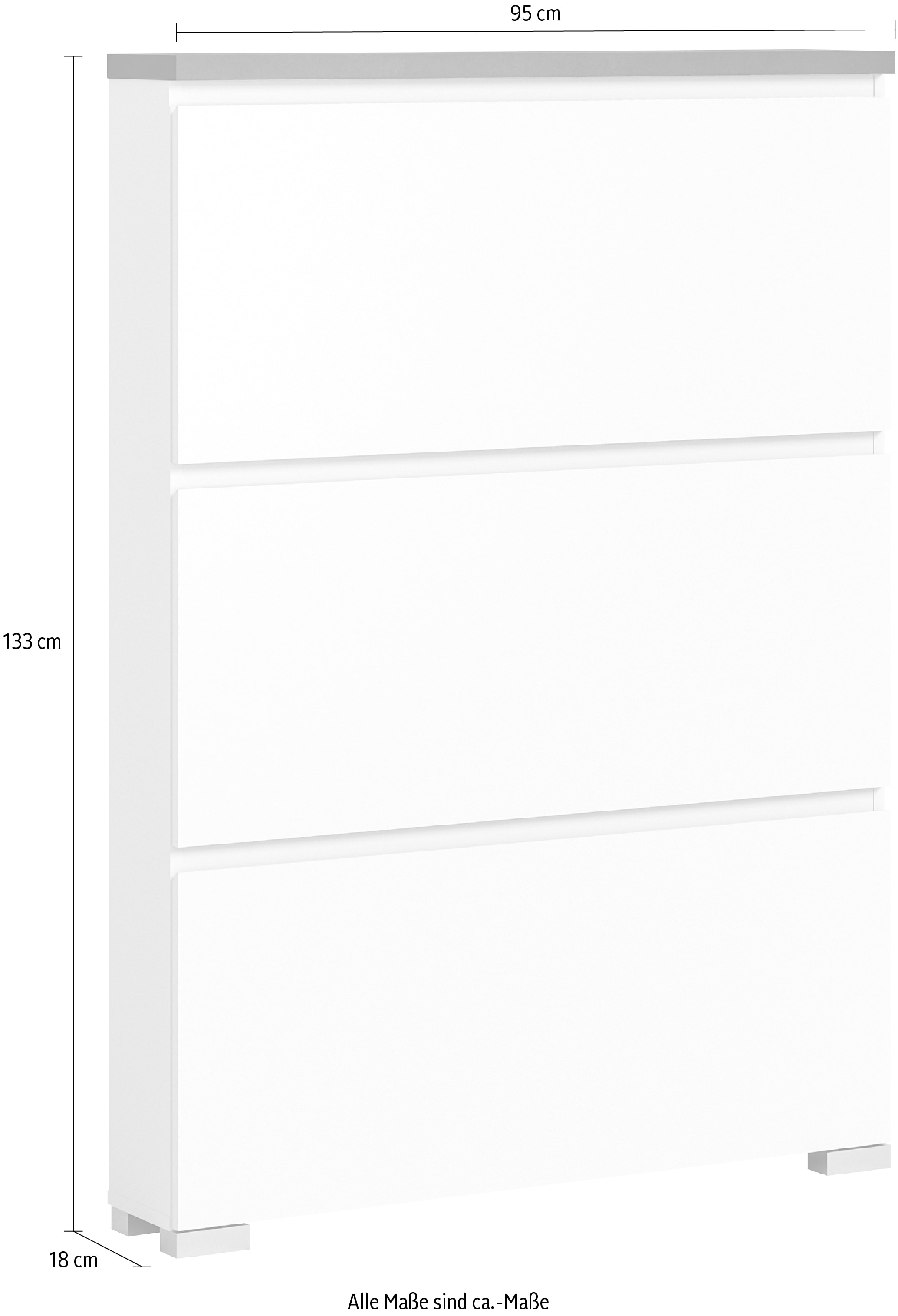 INOSIGN Schuhschrank »Skoskap, Tiefe 18cm, 3 Klappen mit Schuhwalze, Platz für 12 Schuhpaare«, Schuhkipper, Schuhkommode, Schuhregal, Kommode, Anrichte