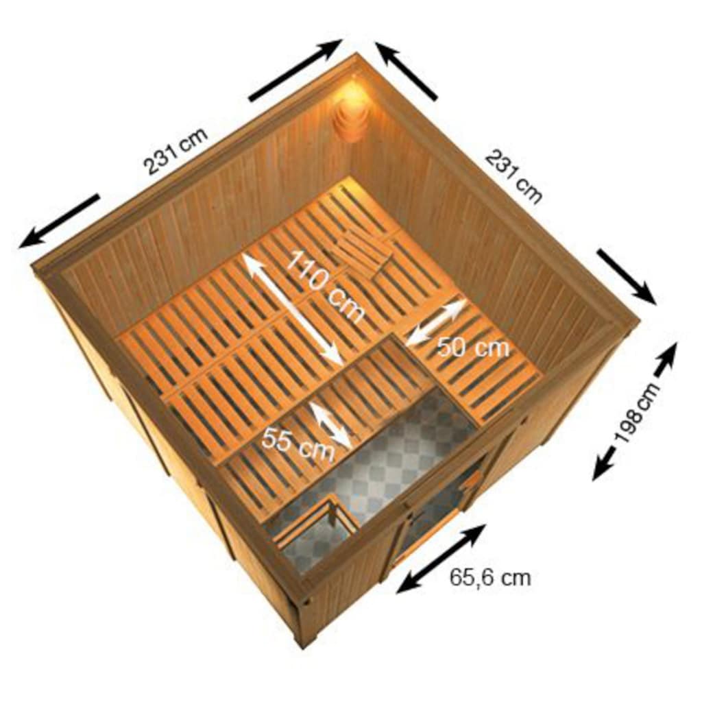 welltime Sauna »Ferun«, 9-kW-Ofen mit int. Steuerung