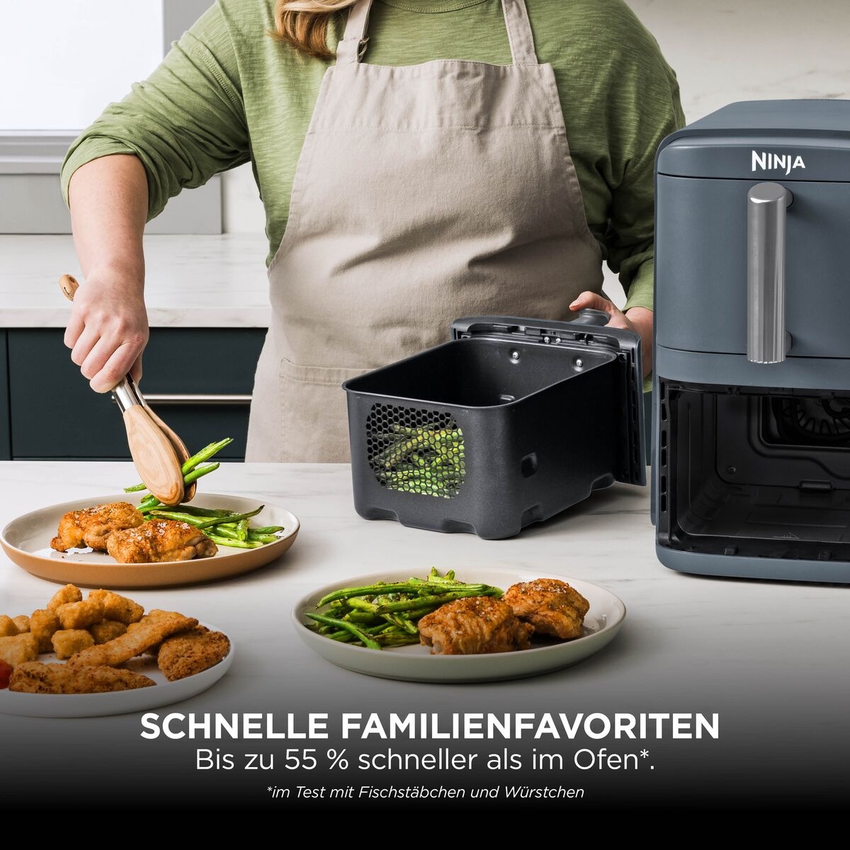NINJA Heißluftfritteuse »Ninja Double Stack XL Heißluftfritteuse mit 2 Schubladen 9,5 L – Blau« 2450 W