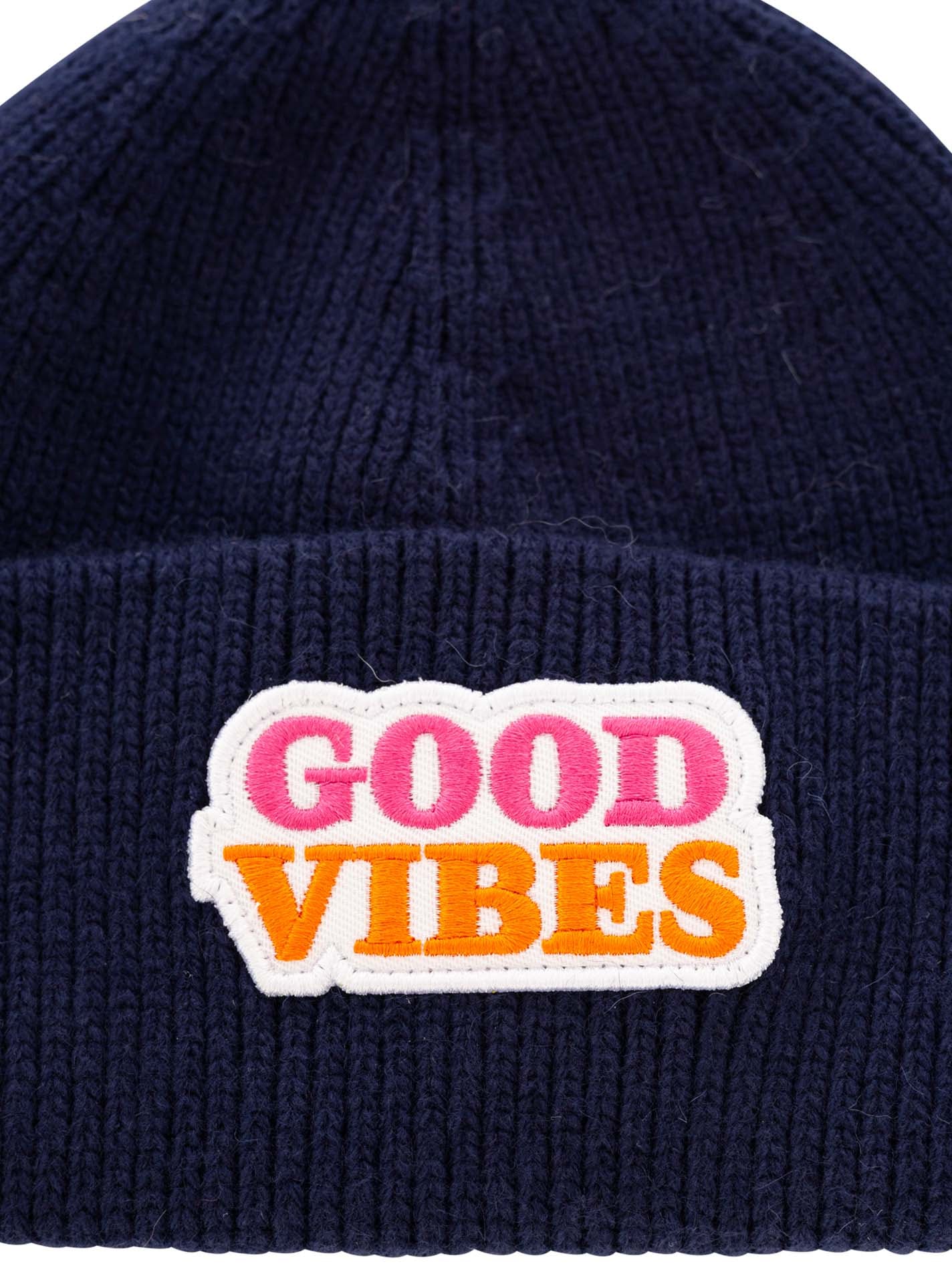 Zwillingsherz Beanie »"Good Vibes"-KIDS« Patch in Neon, breiter Umschlag, gerippt, mit Wollanteil