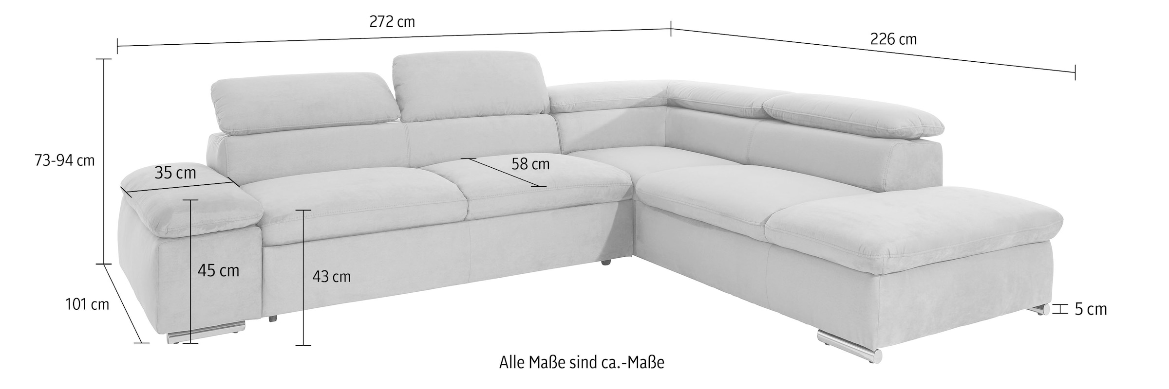 sit&more Ecksofa »Alcatraz L-Form«, wahlweise mit Bettfunktion