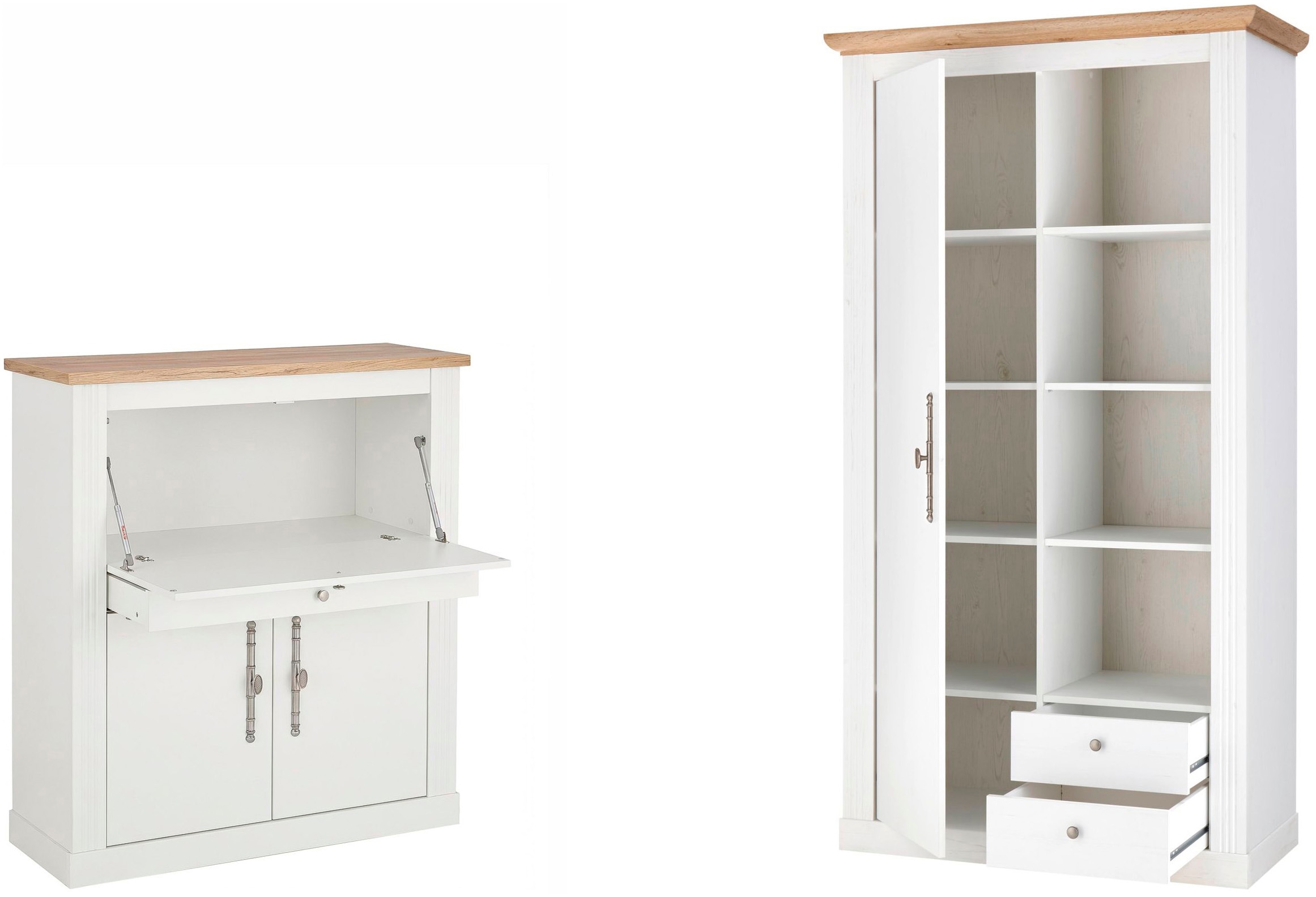 OTTO home Büromöbel-Set »Westminster, wohnliches Home-Office, Büro in zwei Farben verfügbar« Set, 2 tlg. enthält Sekretär und Stauraumschrank im Landhausstil, mit Kabelkanal