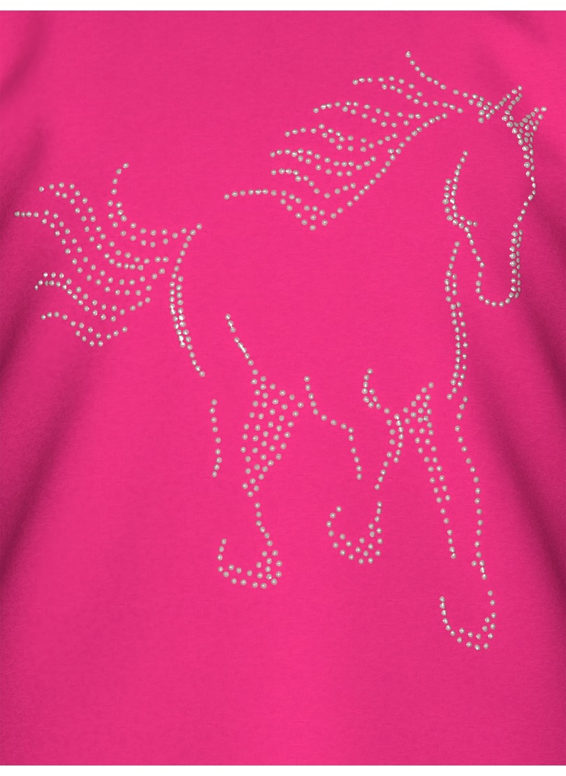Trigema T-Shirt »TRIGEMA T-Shirt mit glitzerndem Pferde-Printmotiv« 1 Stk.