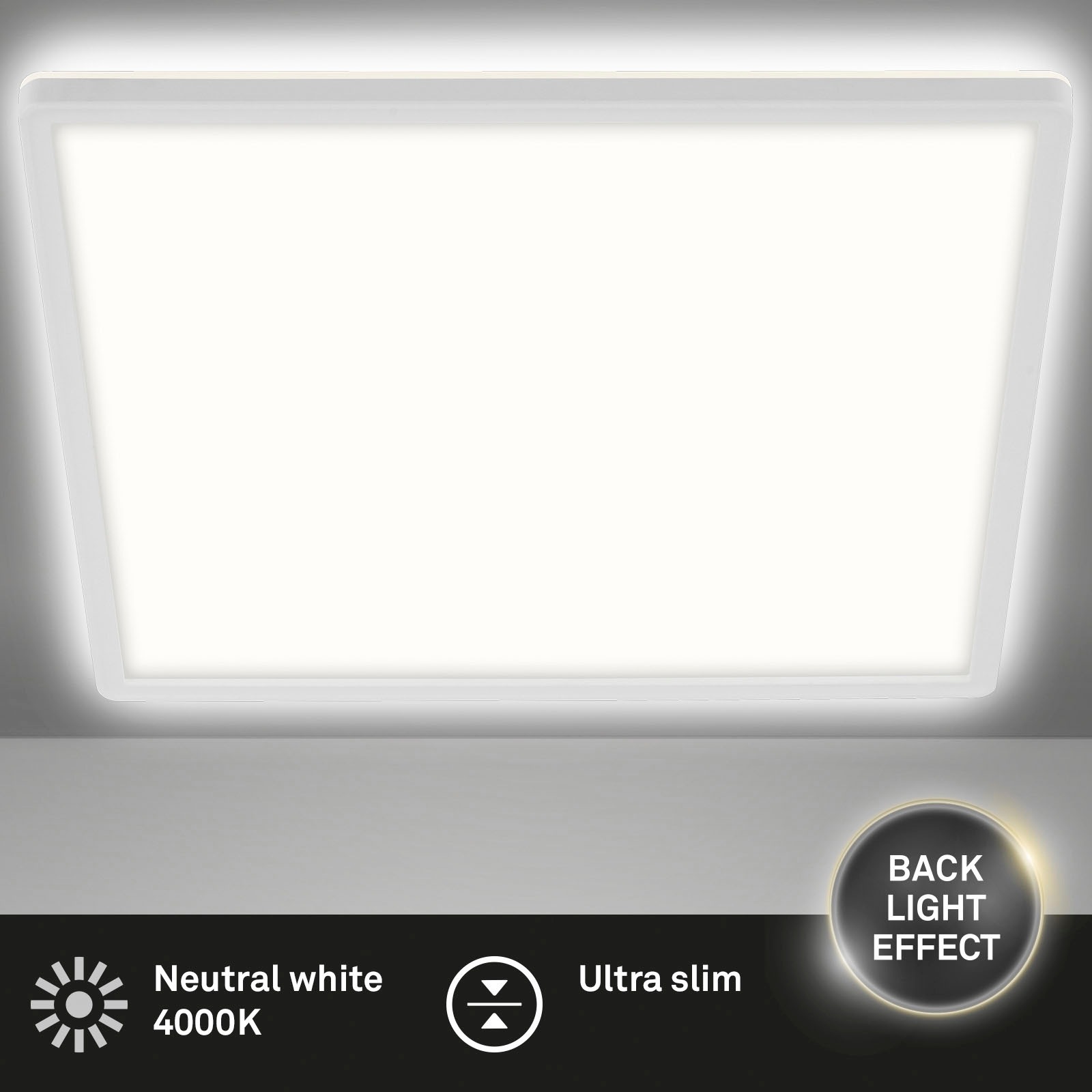 Briloner Leuchten LED Panel »7158416 SLIM«, Leuchtmittel LED-Board | LED fest integriert, Deckenlampe, 42x42x2,9cm, Weiß, 22W, Wohnzimmer, Schlafzimmer, Küche