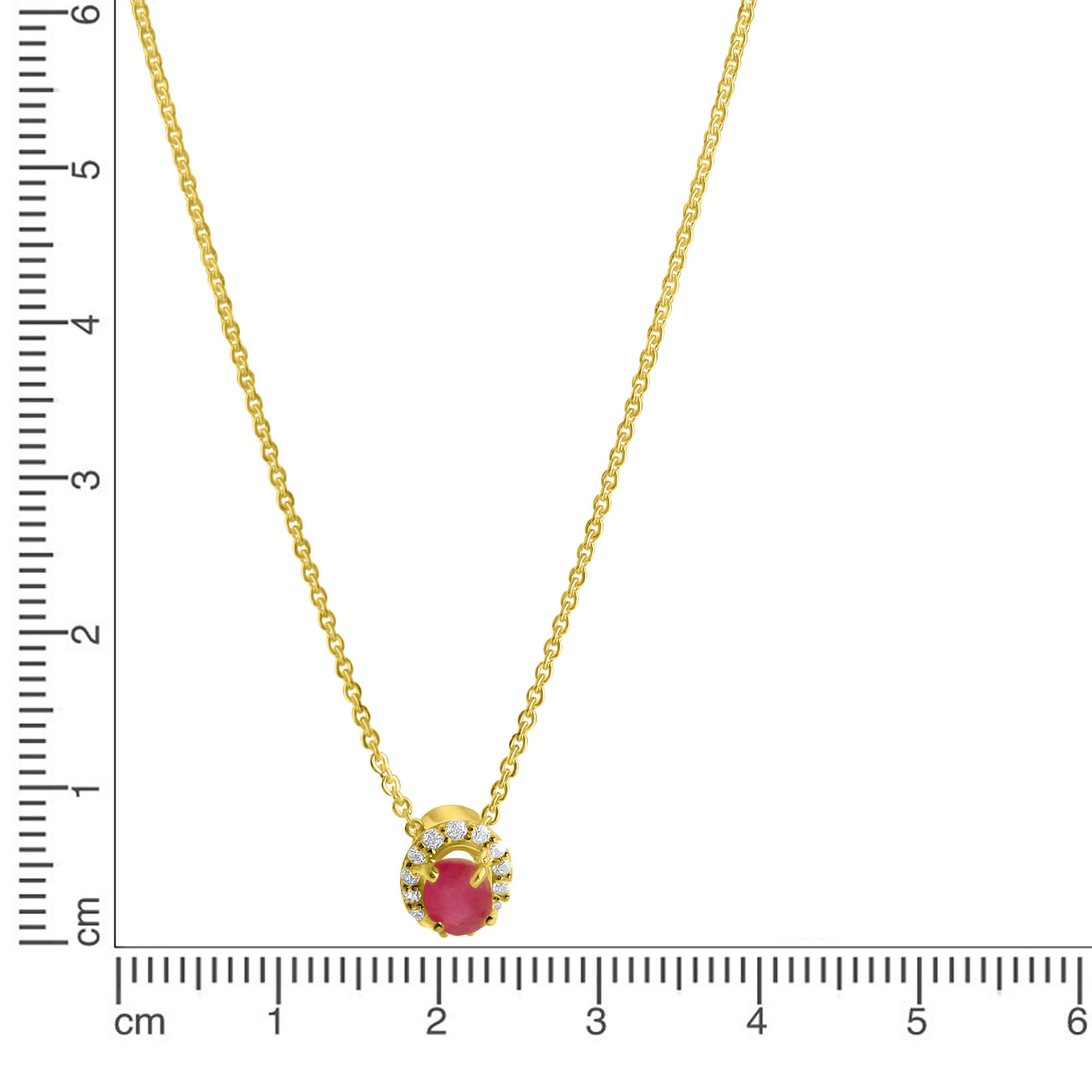Firetti Kette mit Anhänger »Schmuck Geschenk Gold 375 Halsschmuck Halskette Rund-Ankerkette« mit Rubin, Zirkonia (synth.)