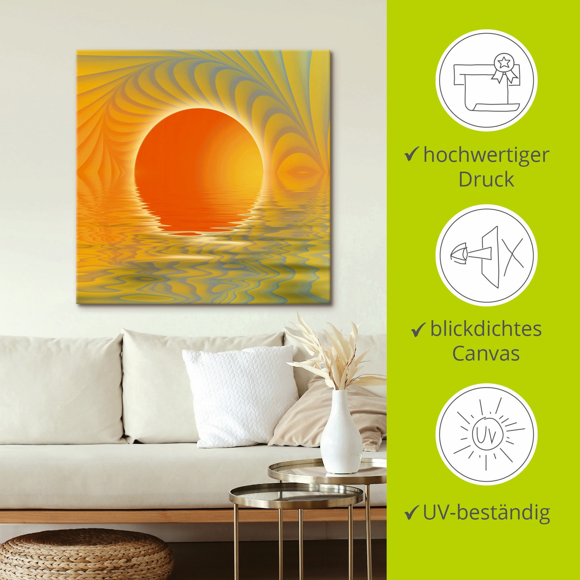 Artland Leinwandbild »Abstrakter Sonnenuntergang« Muster 1 Stk. tlg. auf Holzrahmen gespannt