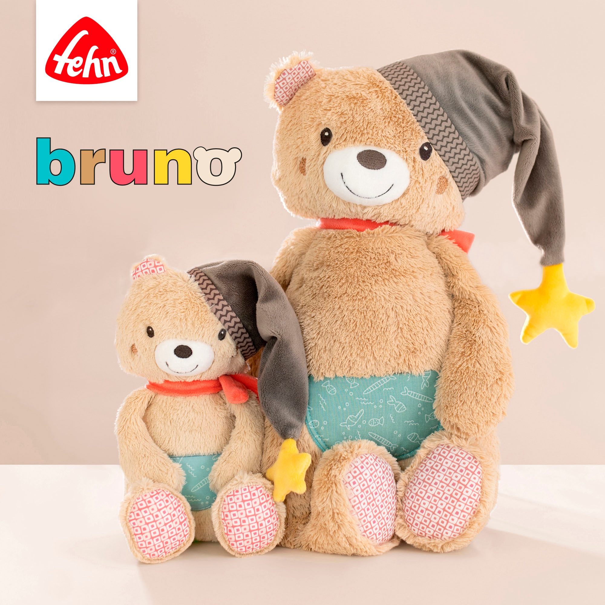 Fehn Greifspielzeug »Bruno, Stoffbuch«, mit Ring zur Befestigung an Kinderwagen, Babyschale oder Bett