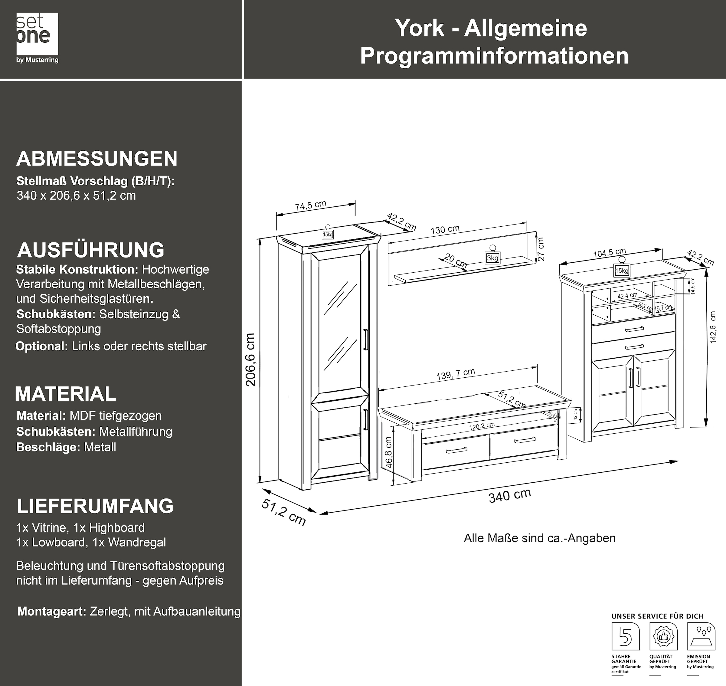 set one by Musterring Wohnwand »York« 4 Stk. tlg.