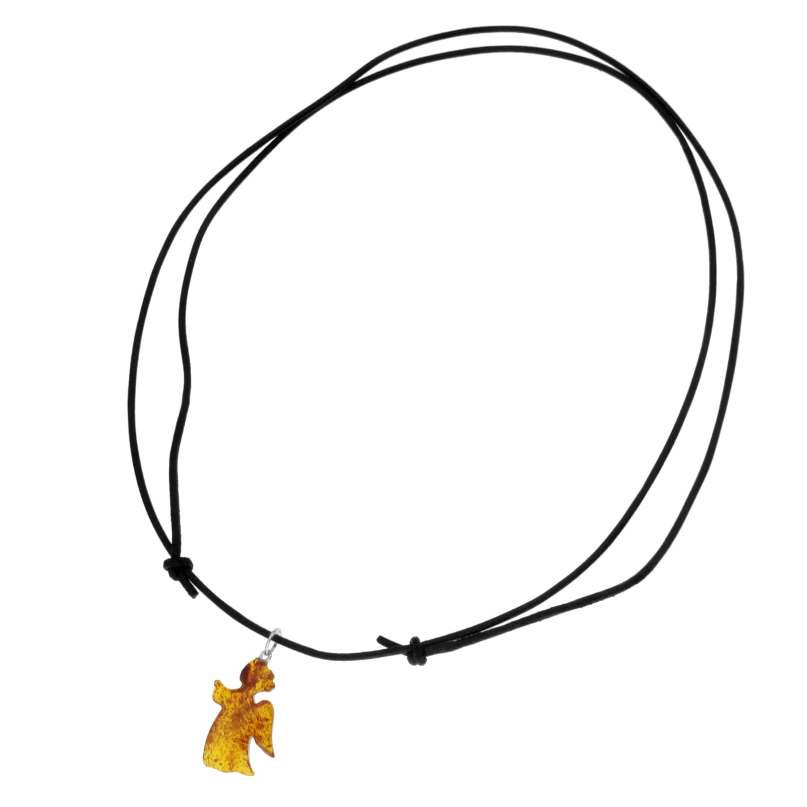 OSTSEE-SCHMUCK Kette mit Anhänger »- Engel - Lederband - Bernstein -,«
