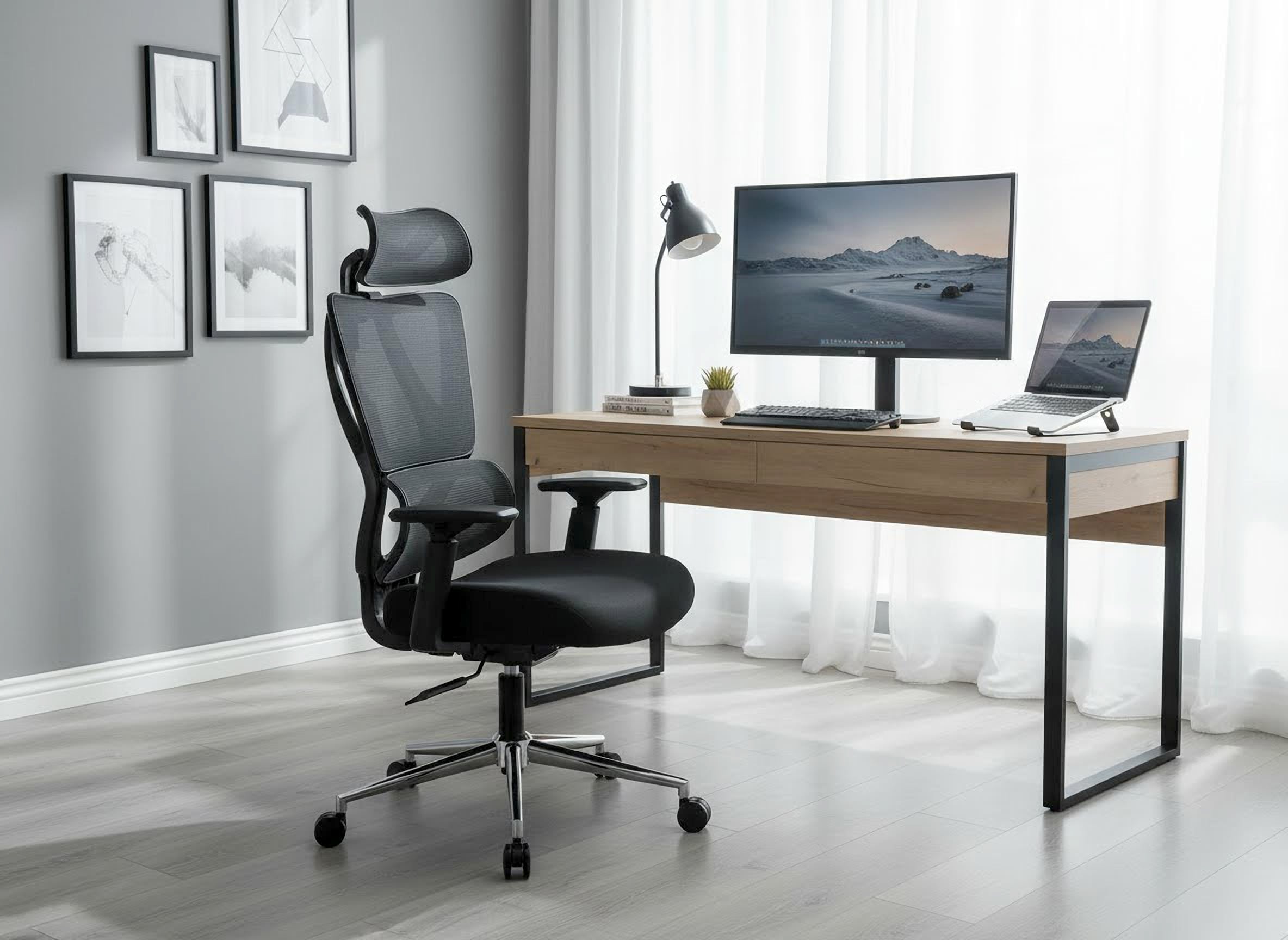 OTTO home Drehstuhl »Andora, moderner ergonomischer Schreibtischstuhl« () verstellbare Armlehne & Kopfstütze, Lendenwirbelstütze