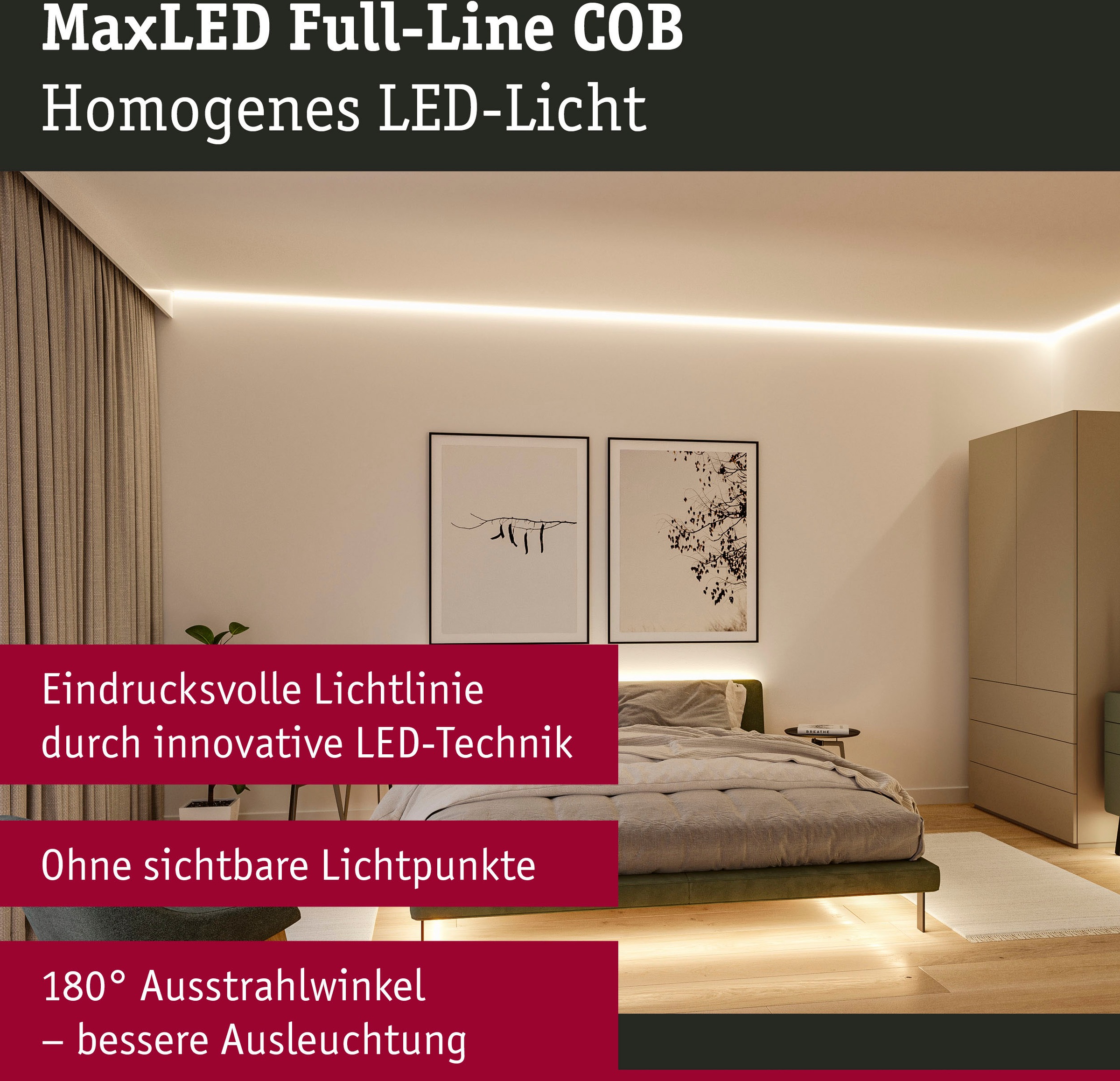 Paulmann LED-Streifen »MaxLED 1000 Full-Line COB Basisset 1,5m Warmweiß 18W 1620lm 2700K«, 1 St.-flammig