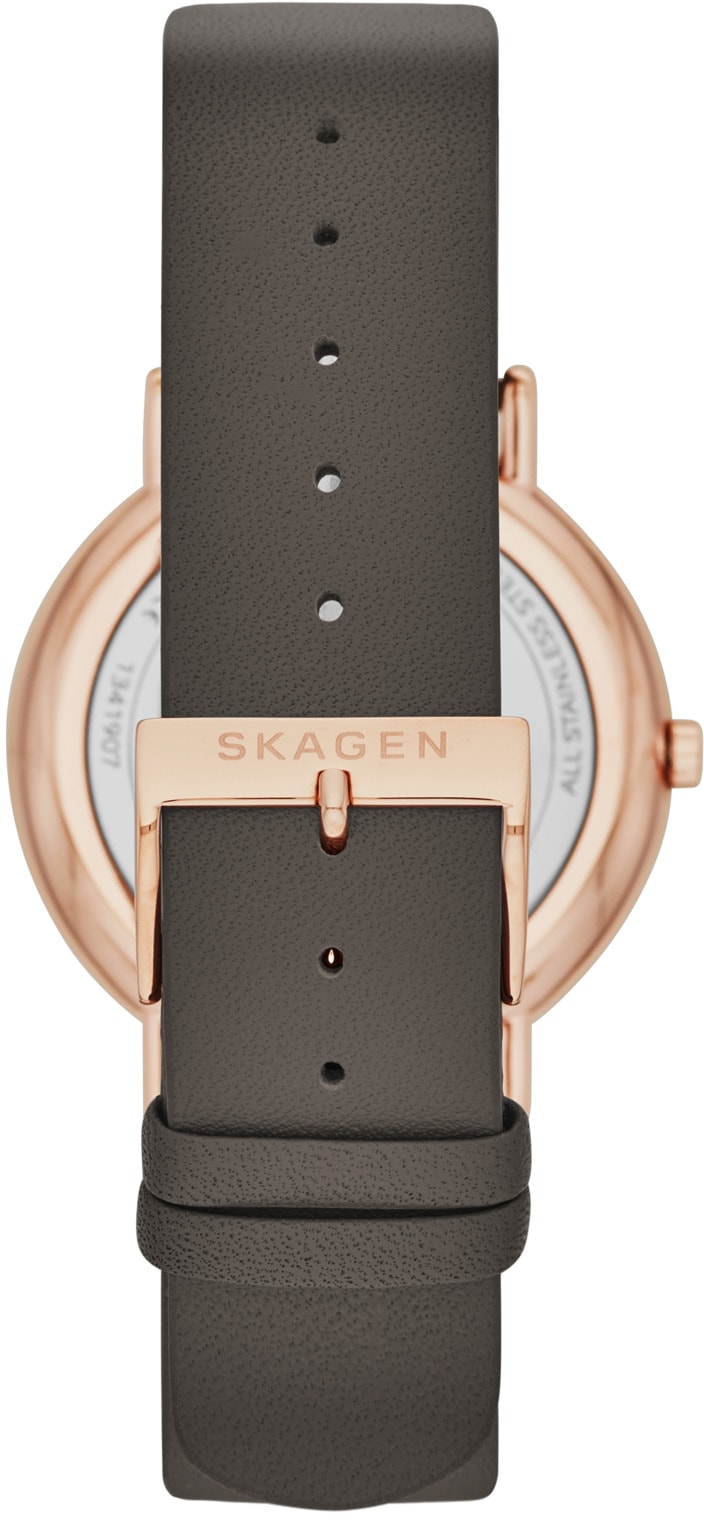 Skagen Quarzuhr »Signatur, SKW2794«, Armbanduhr, Damenuhr, Herrenuhr, Lederarmband, analog