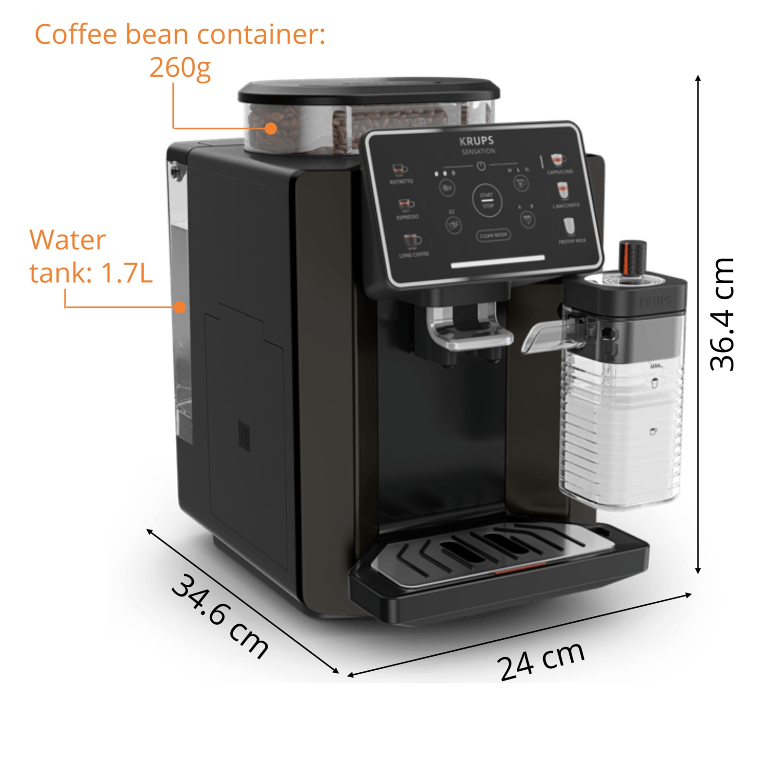 Krups Kaffeevollautomat »EA9129 Sensation Milk« 6 Kaffee- und Milchspezialitäten, aut. Reinigung, Metall-Brühgruppe